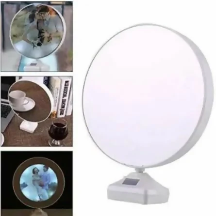 Customized Round LED mirror Photo Frame Lamp with White Base – Personalized Night Light for Couples with Glowing Effect – Romantic Tabletop Décor Gift for Anniversaries, Weddings, Valentine's Day & Special Occasions - Image 3