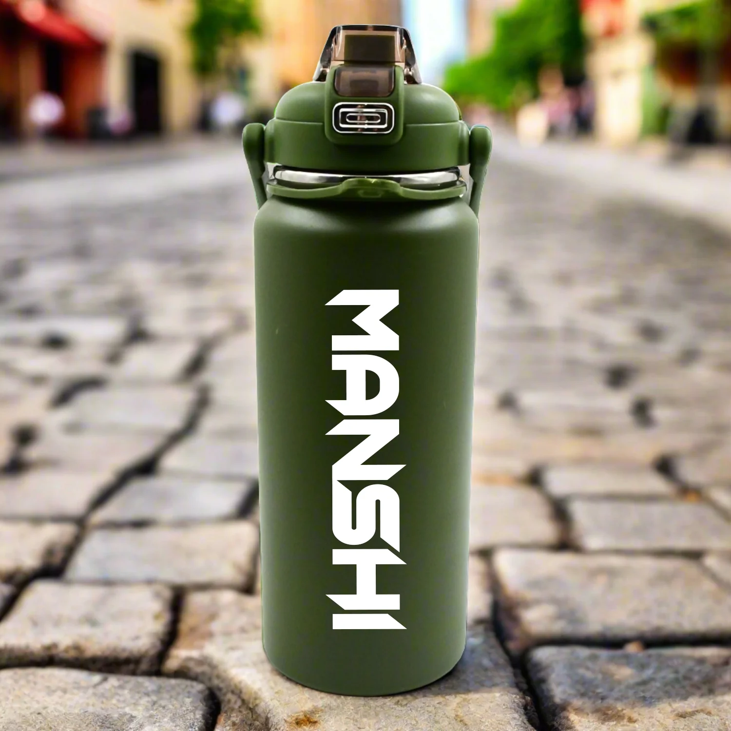 Customize Stainless Steel Water Bottle with Straw, Strap & Handle Vacuum Insulated Thermos Flask Double-Walled Coffee Thermos Flask Leak-proof Water Bottle for Sports, Fitness, Gym (1500ML) - Image 4