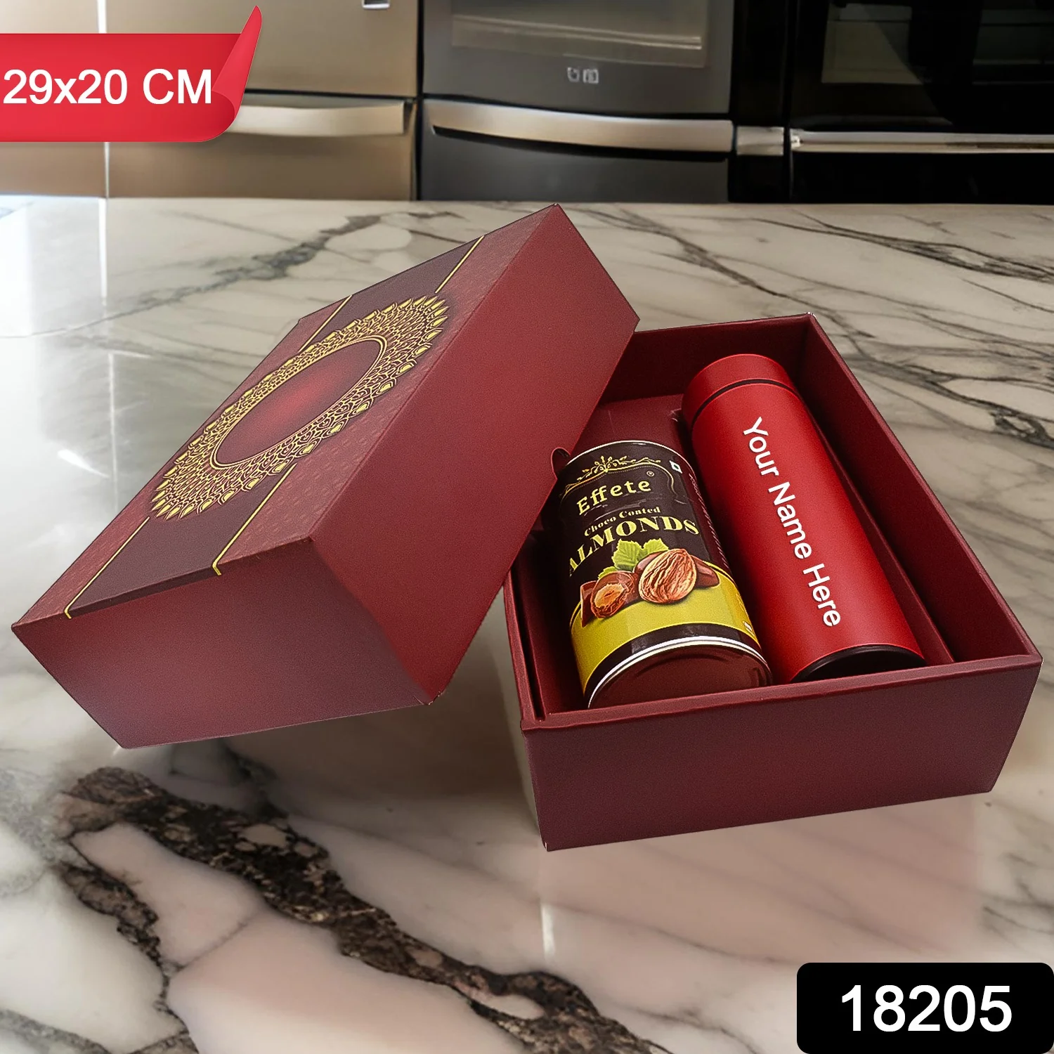 Personalized Temperature Water Bottle & Chocolate Set (Multi Circle Box / 2 Pc Set) - Image 2