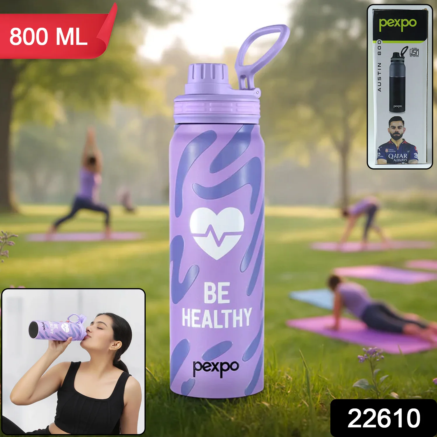 Pexpo Austin Art Stainless Steel Water Bottle 800 ML (1 Pc) - Image 2