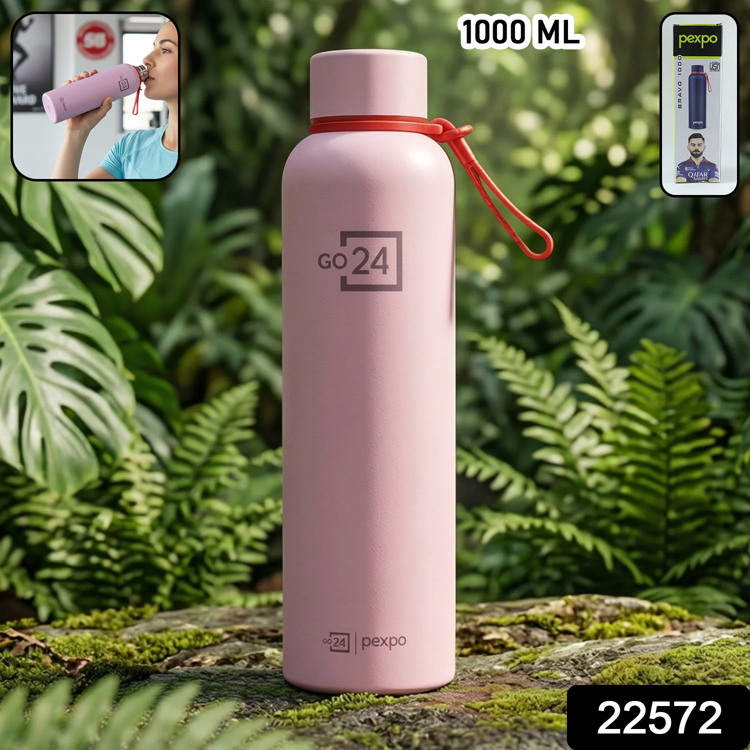 Pexpo Bravo Vacuum Insulated Hot & Cold Stainless Steel Water Bottle 1000 ML - Image 2