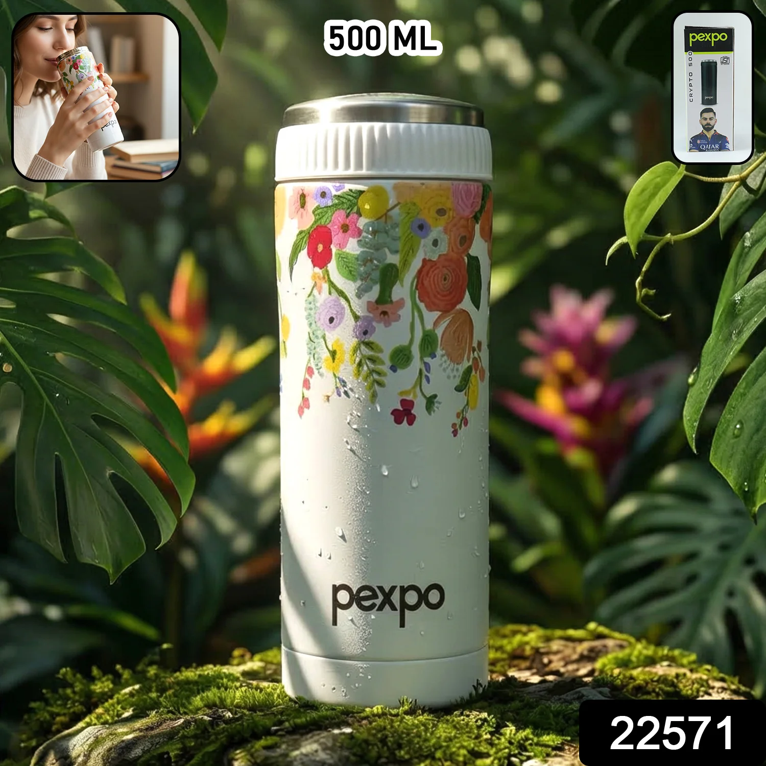 Pexpo Crypto Art Hot & Cold Vacuum Insulated Stainless Steel Water Bottle 500 ML - Image 2