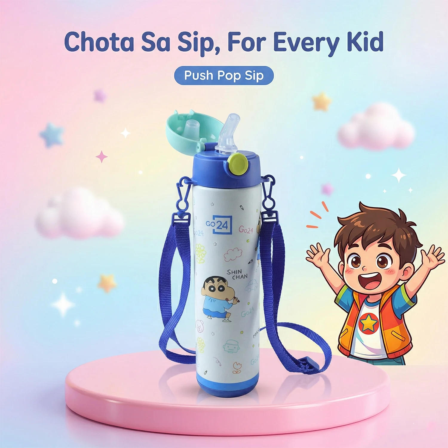 Pexpo Kids School Stainless Steel Water Bottle 500 ML Approx (1 Pc) - Image 3