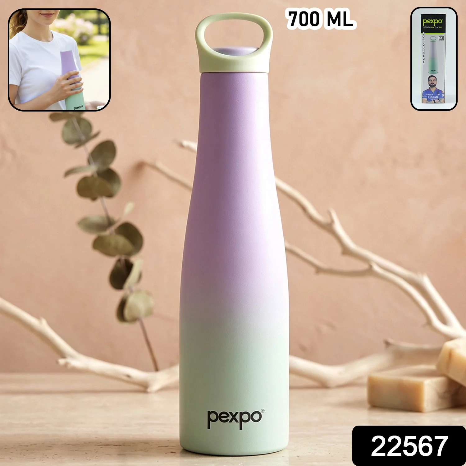 Pexpo Morocco Hot & Cold Vacuum Insulated Stainless Steel Water Bottle 700 ML - Image 2