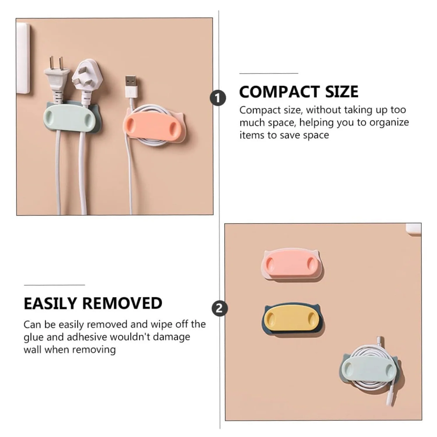 Pig Plug Wire Organizer Cable Holder Clips with Self-Adhesive Pad (4 Pcs Set) - Image 3