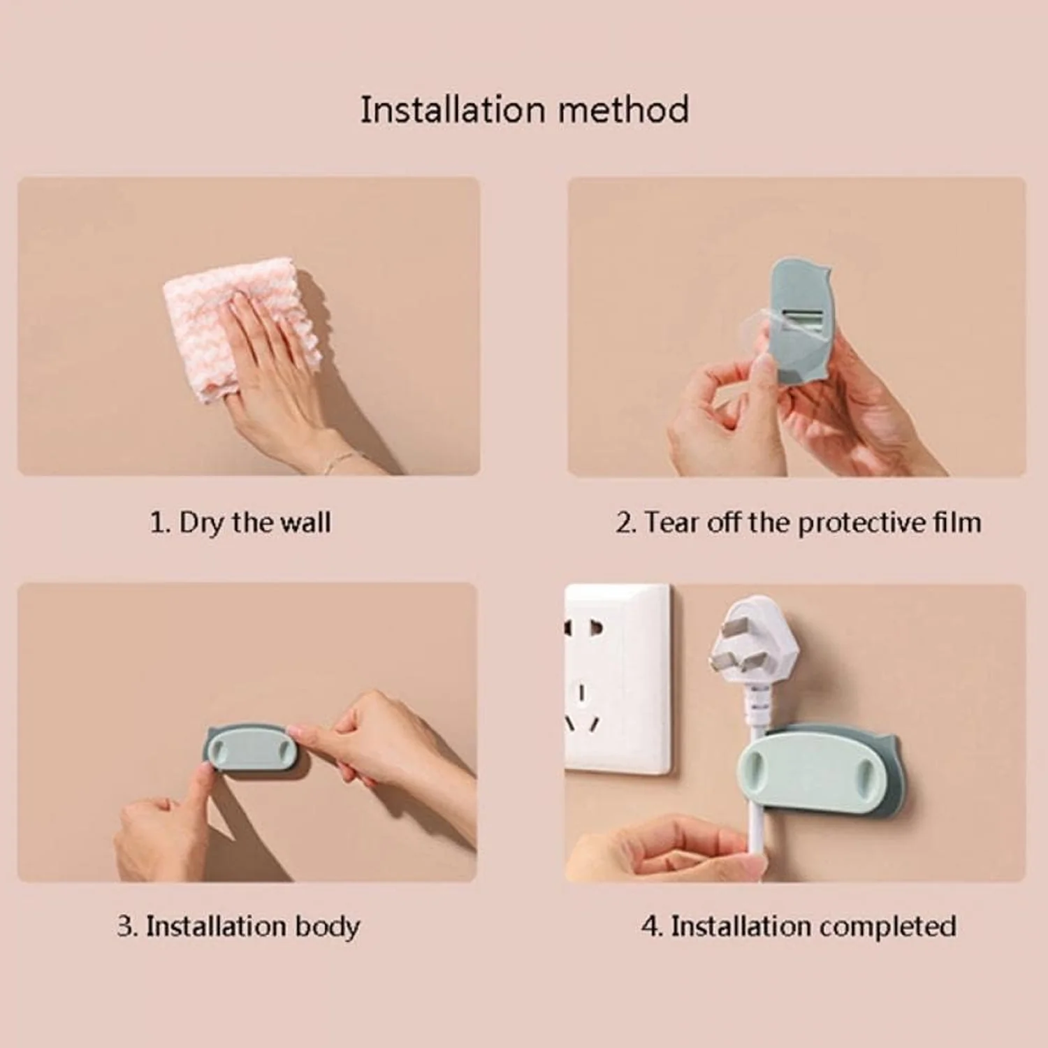 Pig Plug Wire Organizer Cable Holder Clips with Self-Adhesive Pad (4 Pcs Set) - Image 8