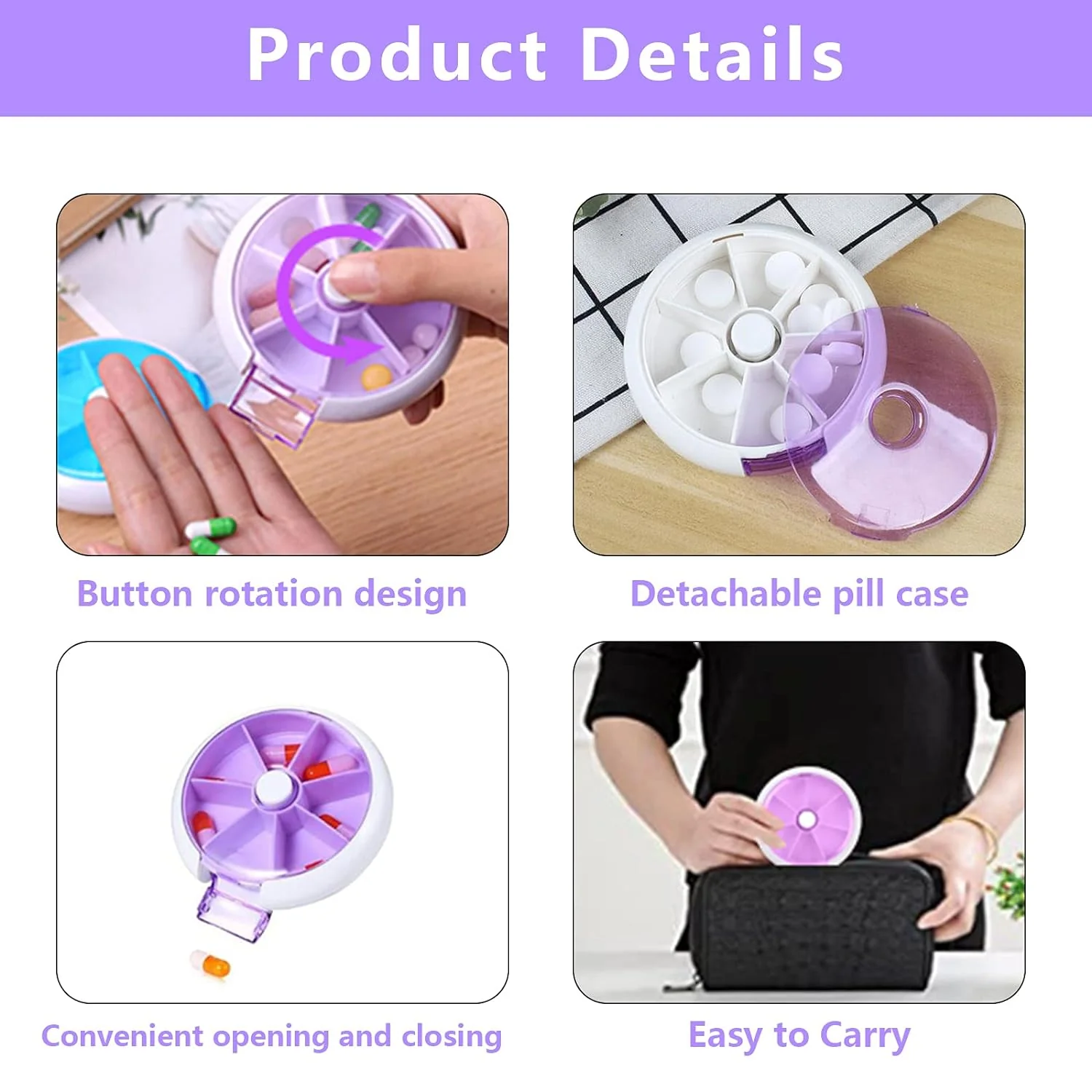 Cute 7-Day Pill Box Dispenser – Portable 7-Grid Medicine Organizer (1 Pc) - Image 7