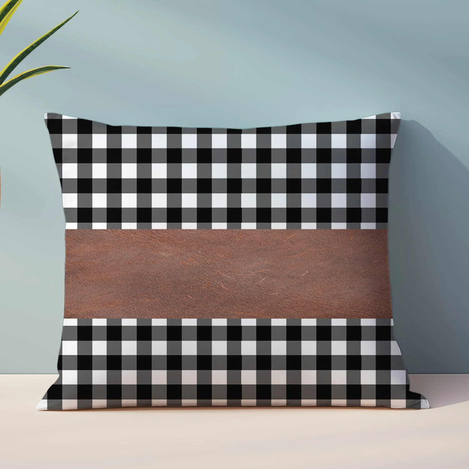 Pillow Covers, Leather & Cotton Cushion Covers (17 × 17 Inch / 1 Pair / 2 Pc) - Image 3