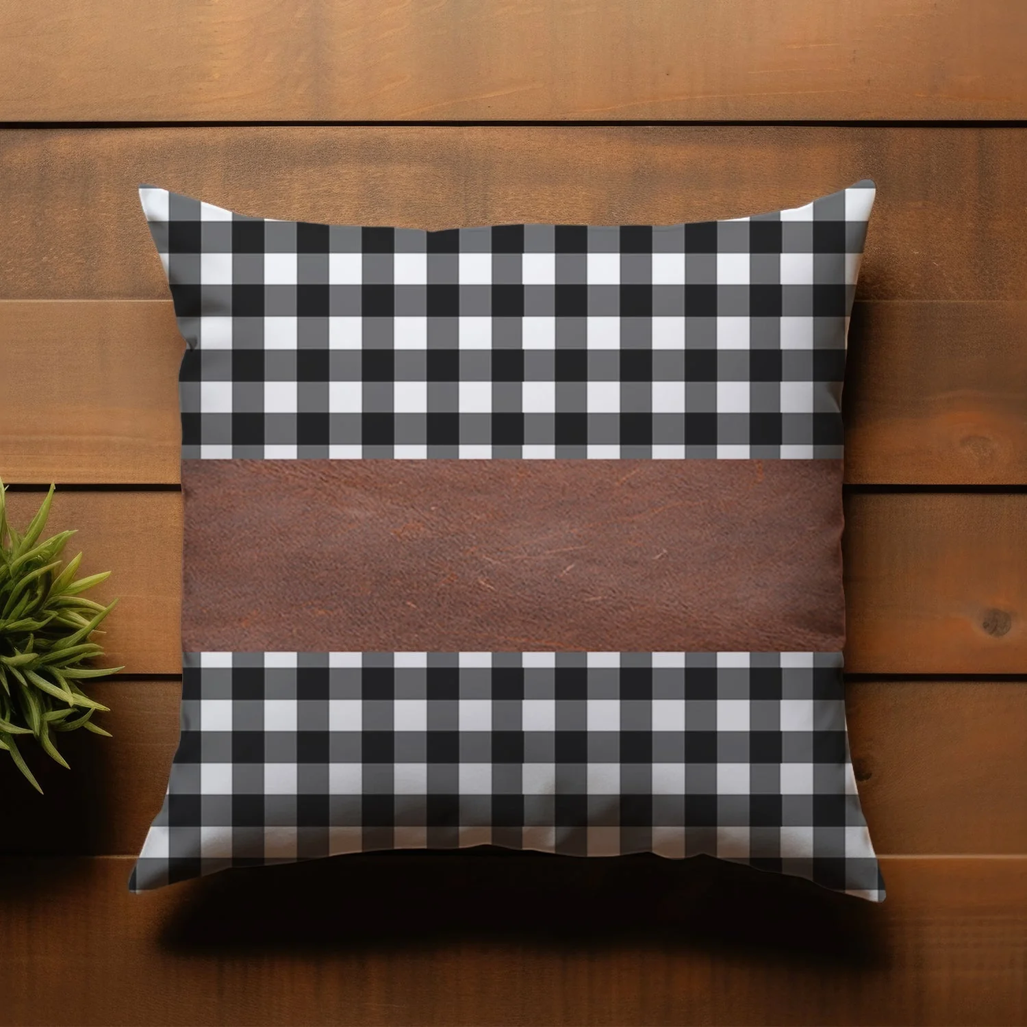 Pillow Covers, Leather & Cotton Cushion Covers (17 × 17 Inch / 1 Pair / 2 Pc) - Image 4