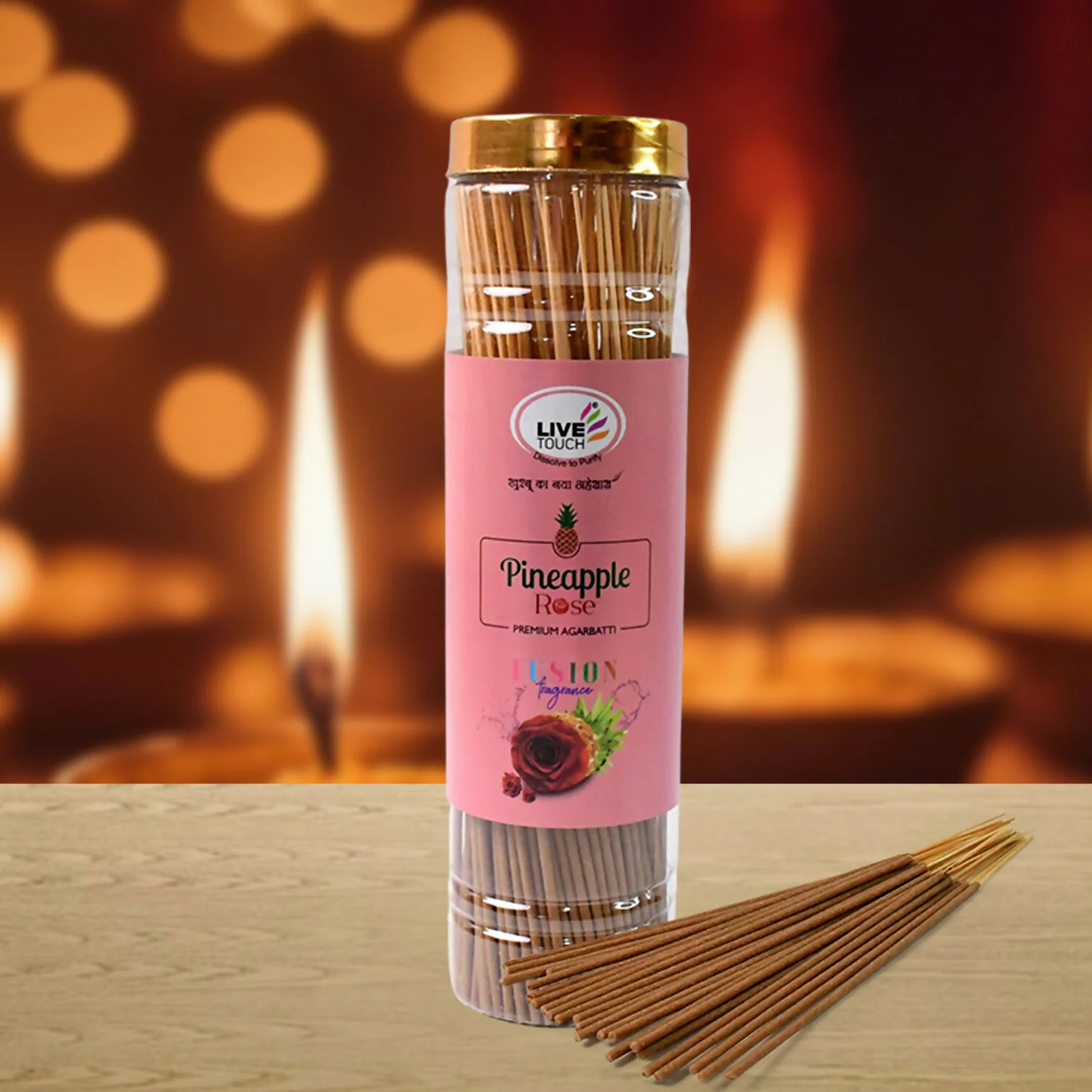 Pineapple_Rose Premium aura agarbatti (1 Jar / 250 Gram) - Image 4