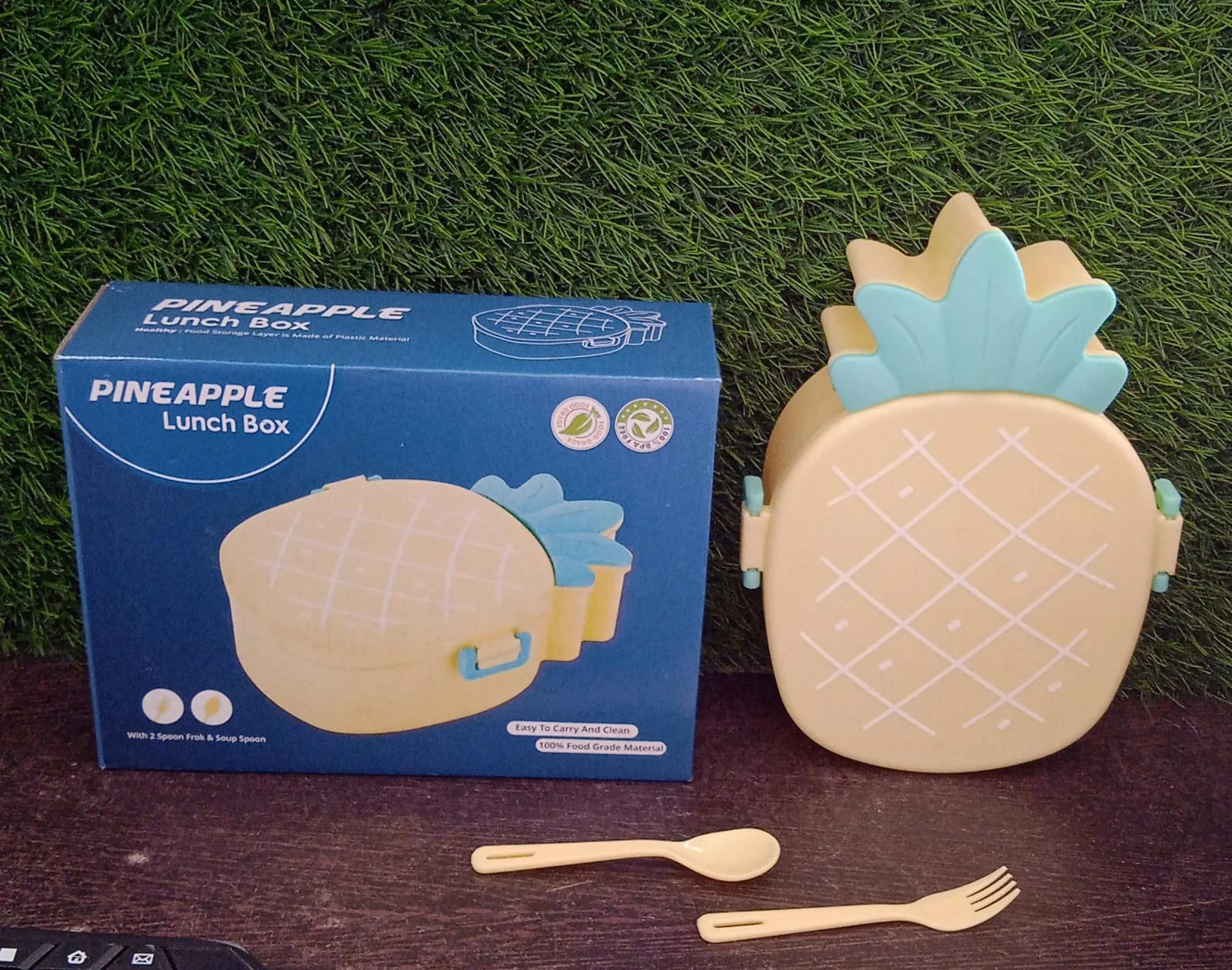Kids Lunch Box Cute Pineapple Shaped Bento Box with Fork Spoon Snack Container - Image 10