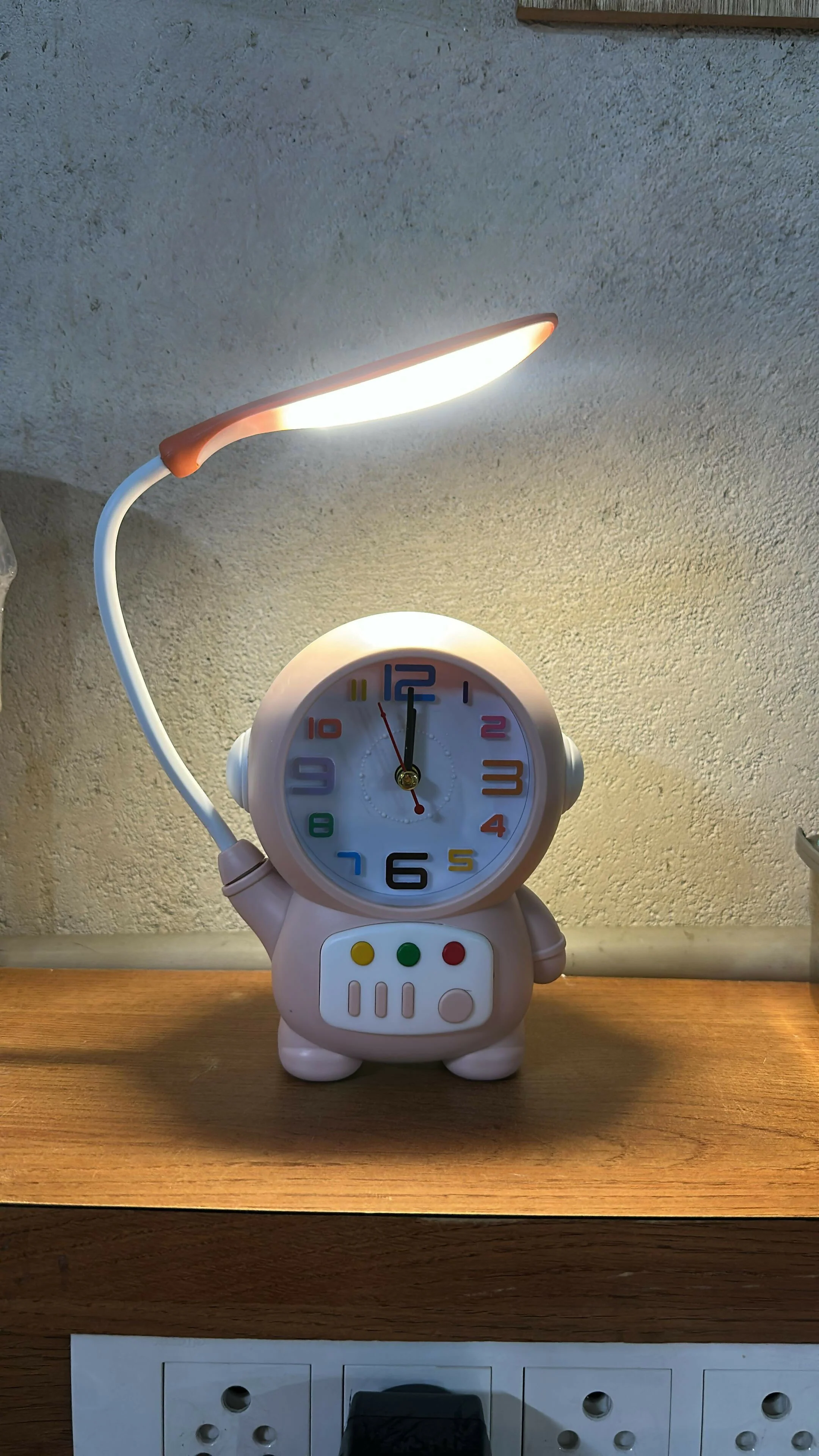 Pink Astronaut Desk Lamp with Alarm Clock for Kids Study Table Bedroom - Image 6