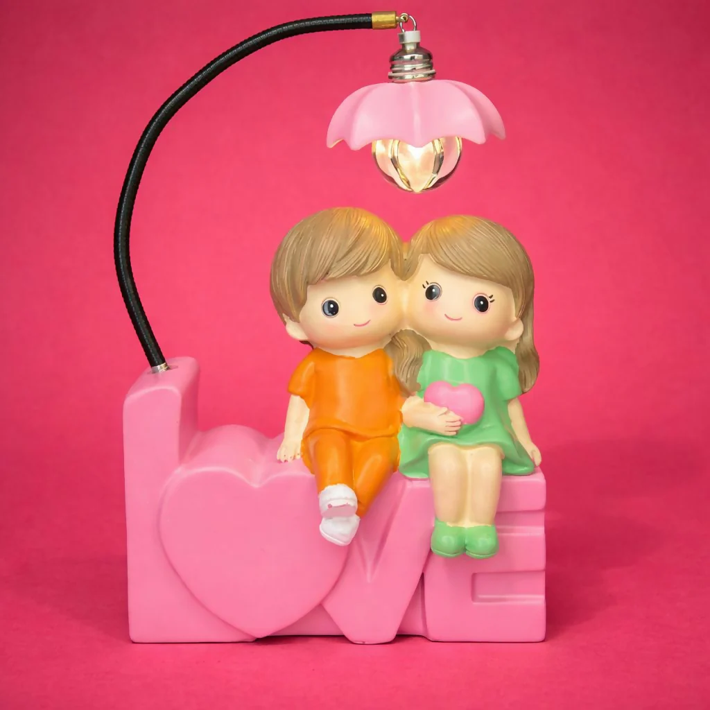 Pink Cute Couple Love Lamp Decorative Night Light Showpiece - Image 3
