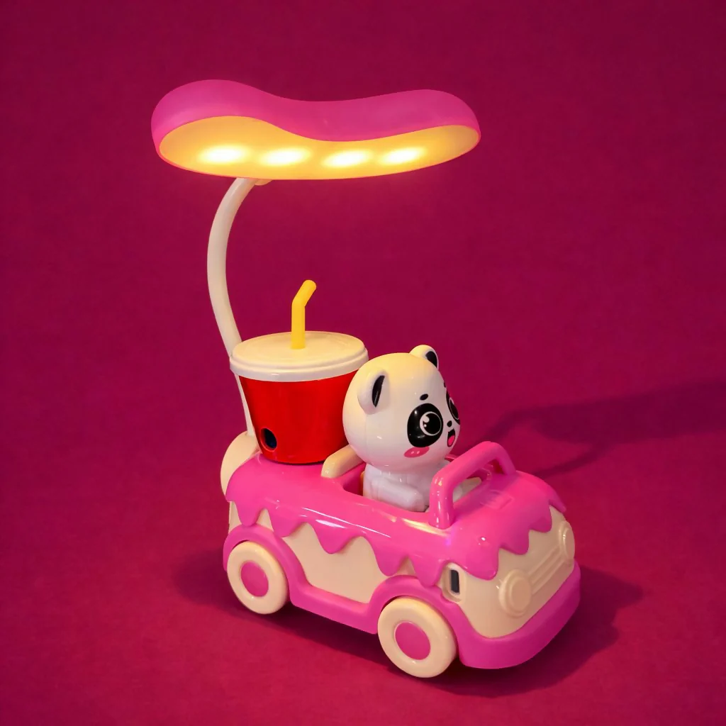 Pink Cute Panda Car LED Desk Lamp with Pen Holder Kids Study Table Light - Image 2