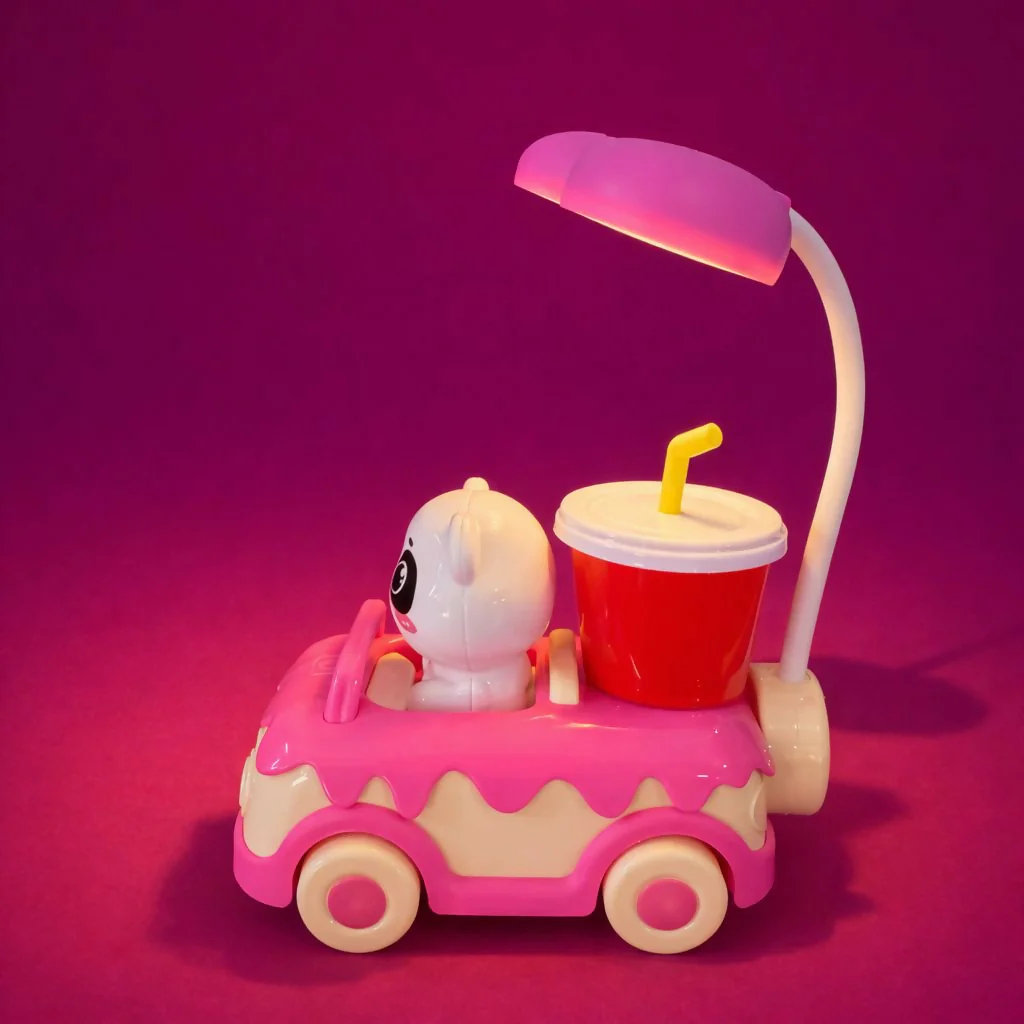 Pink Cute Panda Car LED Desk Lamp with Pen Holder Kids Study Table Light - Image 3