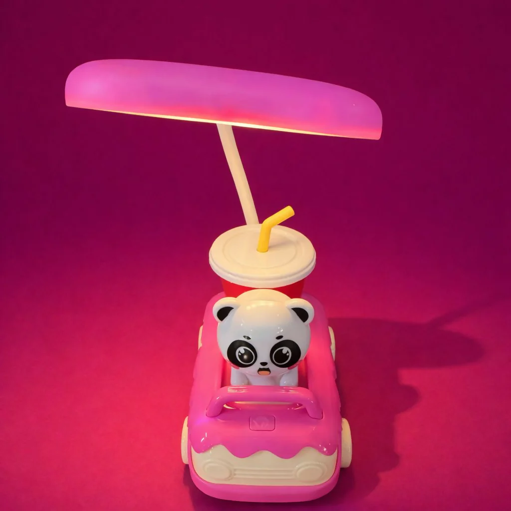 Pink Cute Panda Car LED Desk Lamp with Pen Holder Kids Study Table Light - Image 4