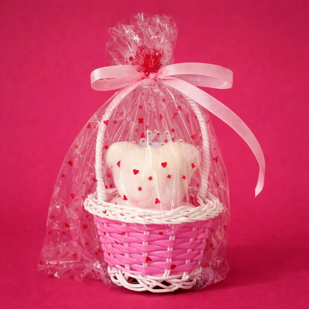 Pink Cute Teddy Basket Gift Set with Crown and Decorative Wrap - Image 4