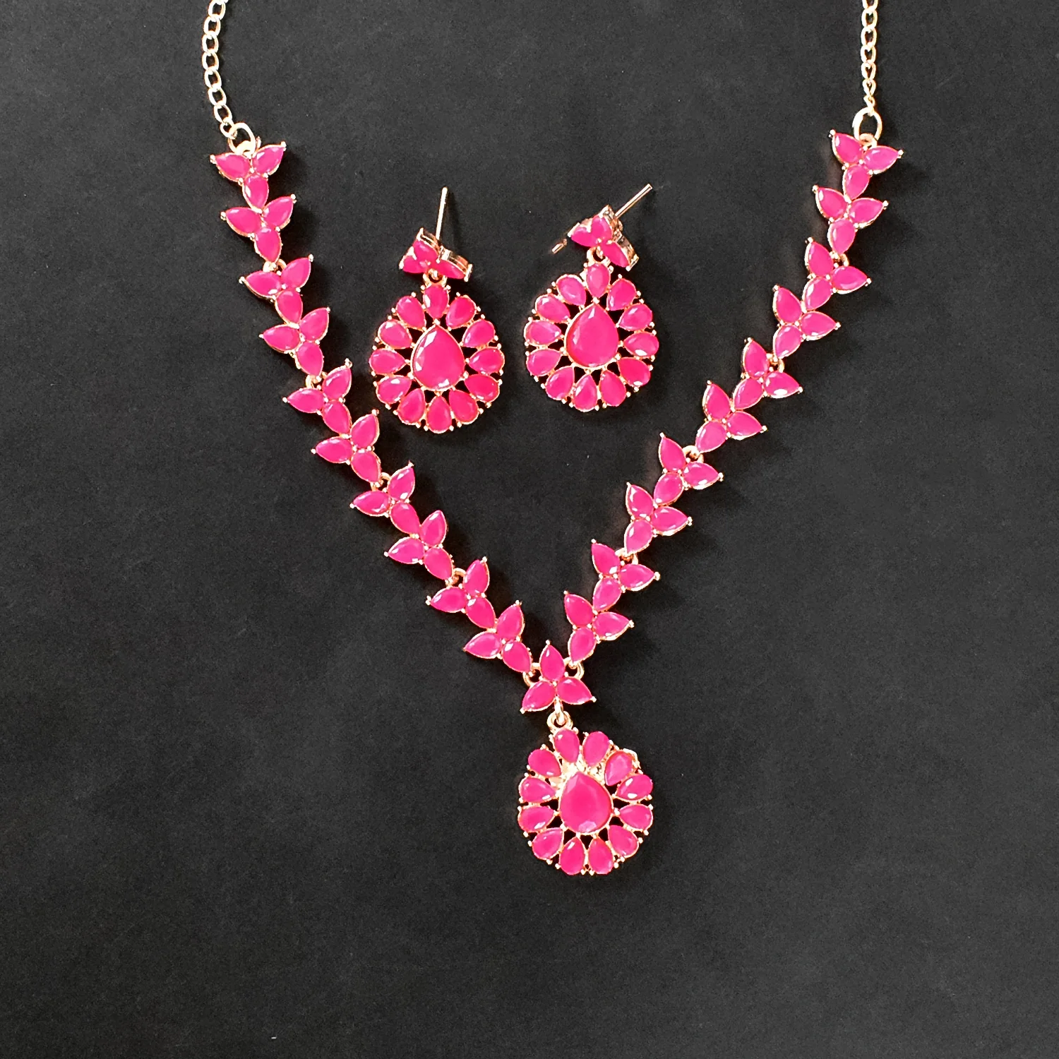 Pink Diamond Necklace with Earring Set - Image 4