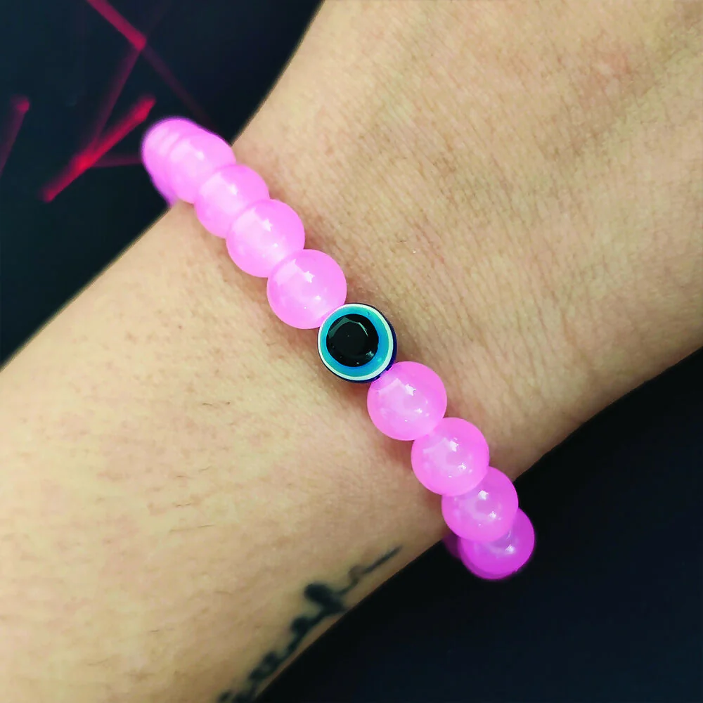 Pink Evil Eye Beads Bracelet - Image 2