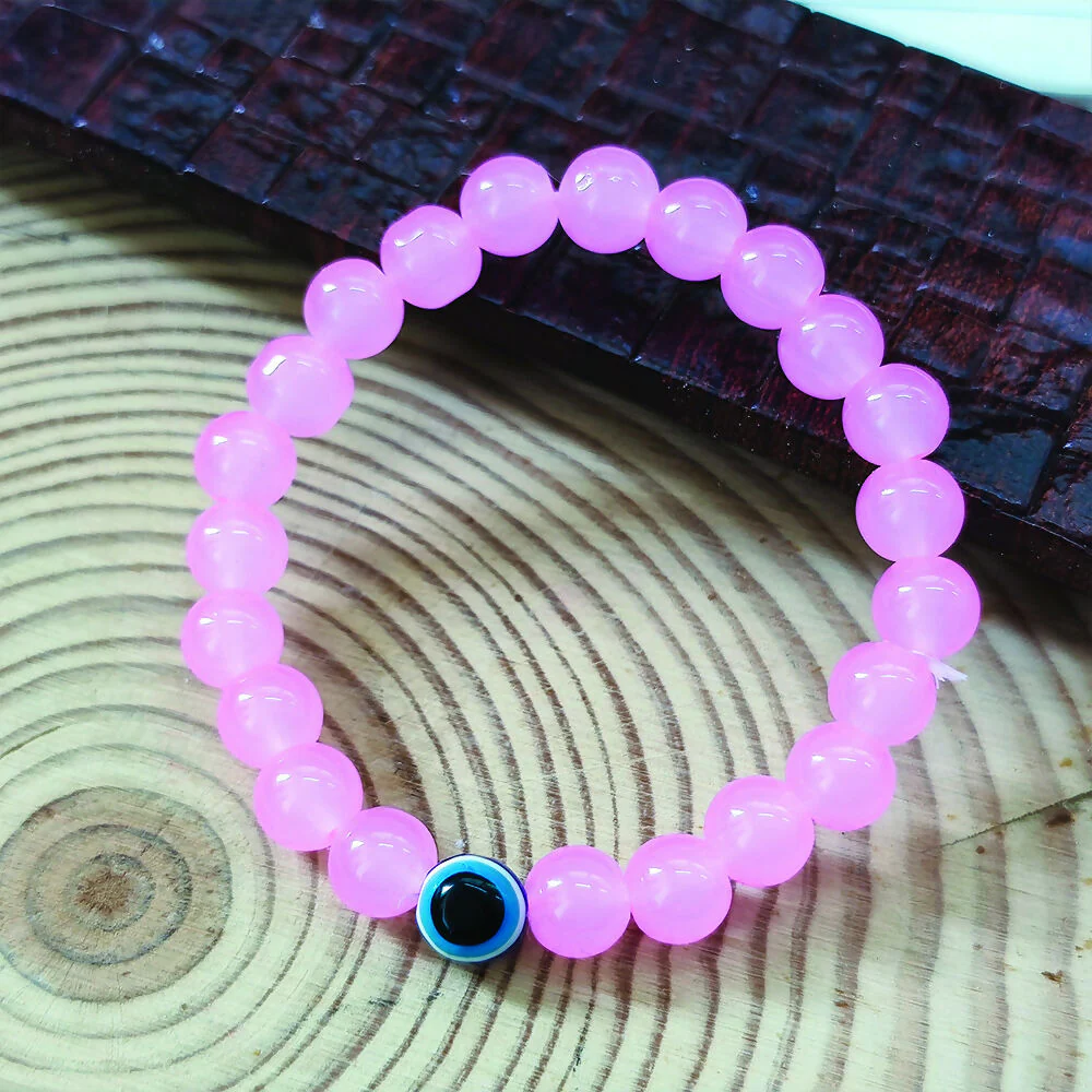 Pink Evil Eye Beads Bracelet - Image 3