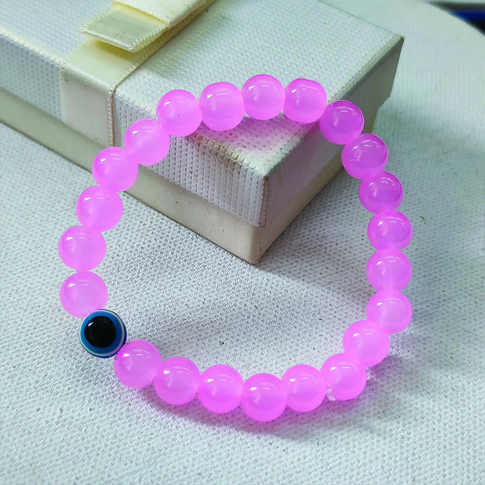 Pink Evil Eye Beads Bracelet - Image 4