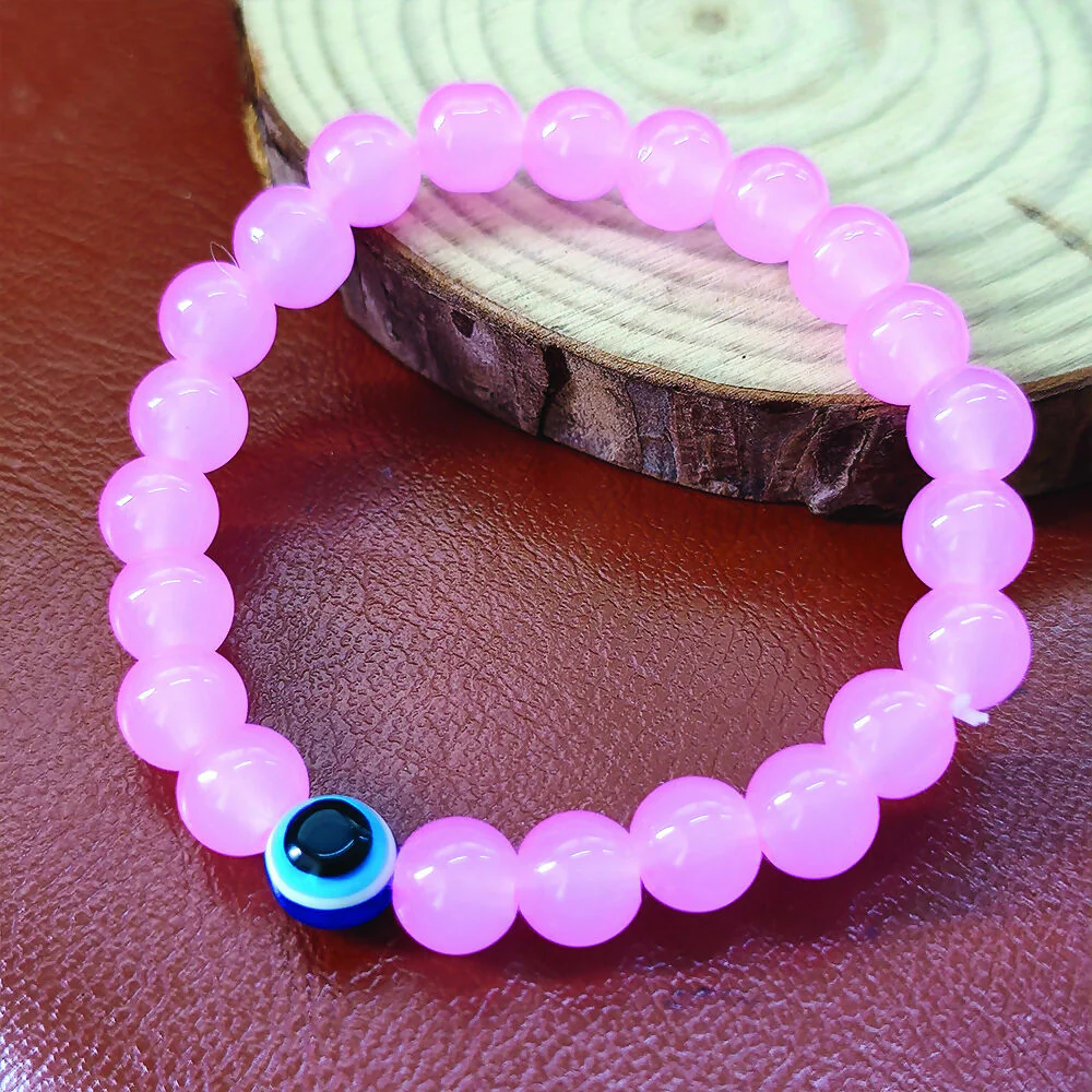 Pink Evil Eye Beads Bracelet - Image 5
