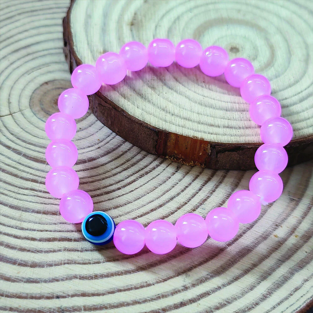 Pink Evil Eye Beads Bracelet - Image 6