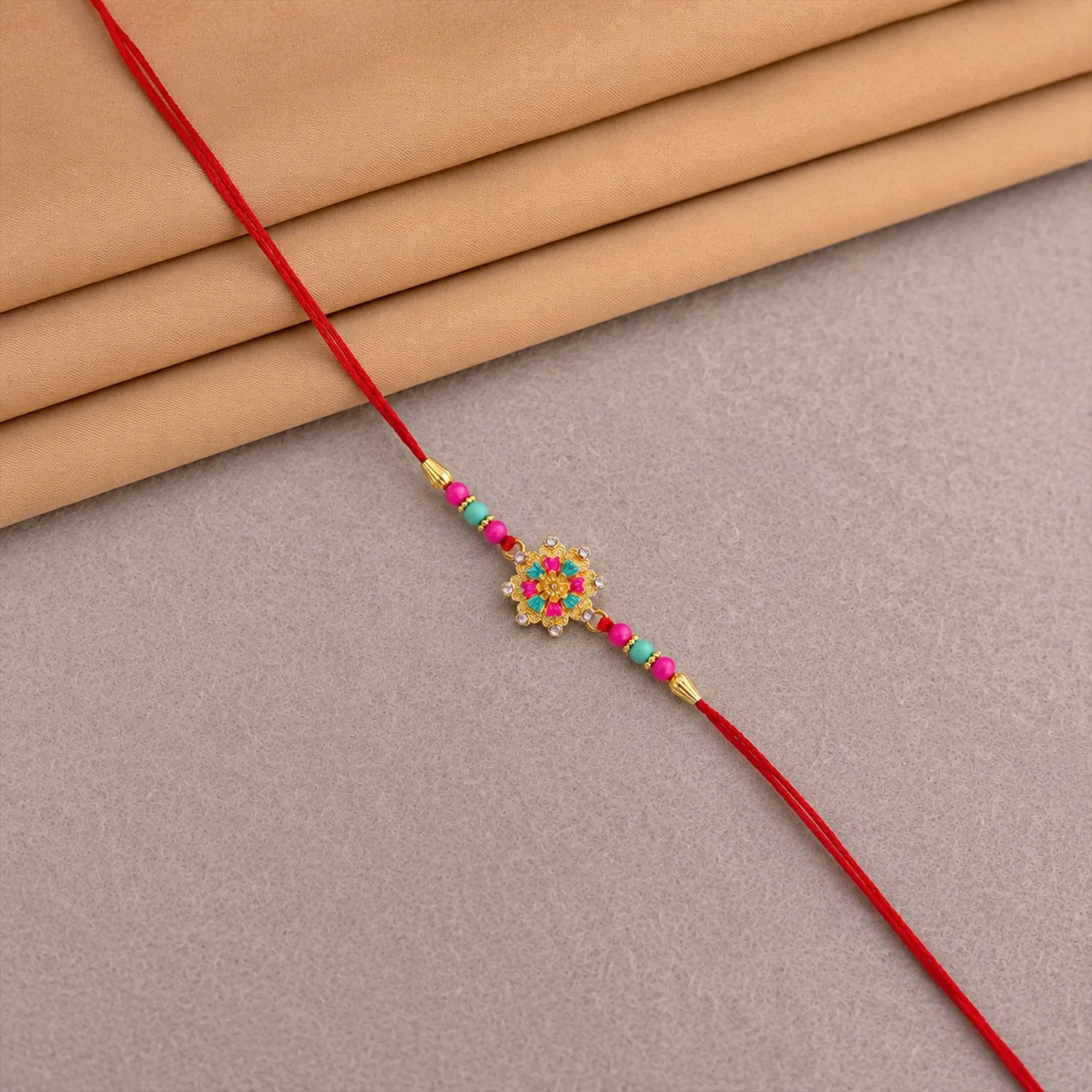 Pink Floral Mandala Mini Designer Rakhi - Image 3