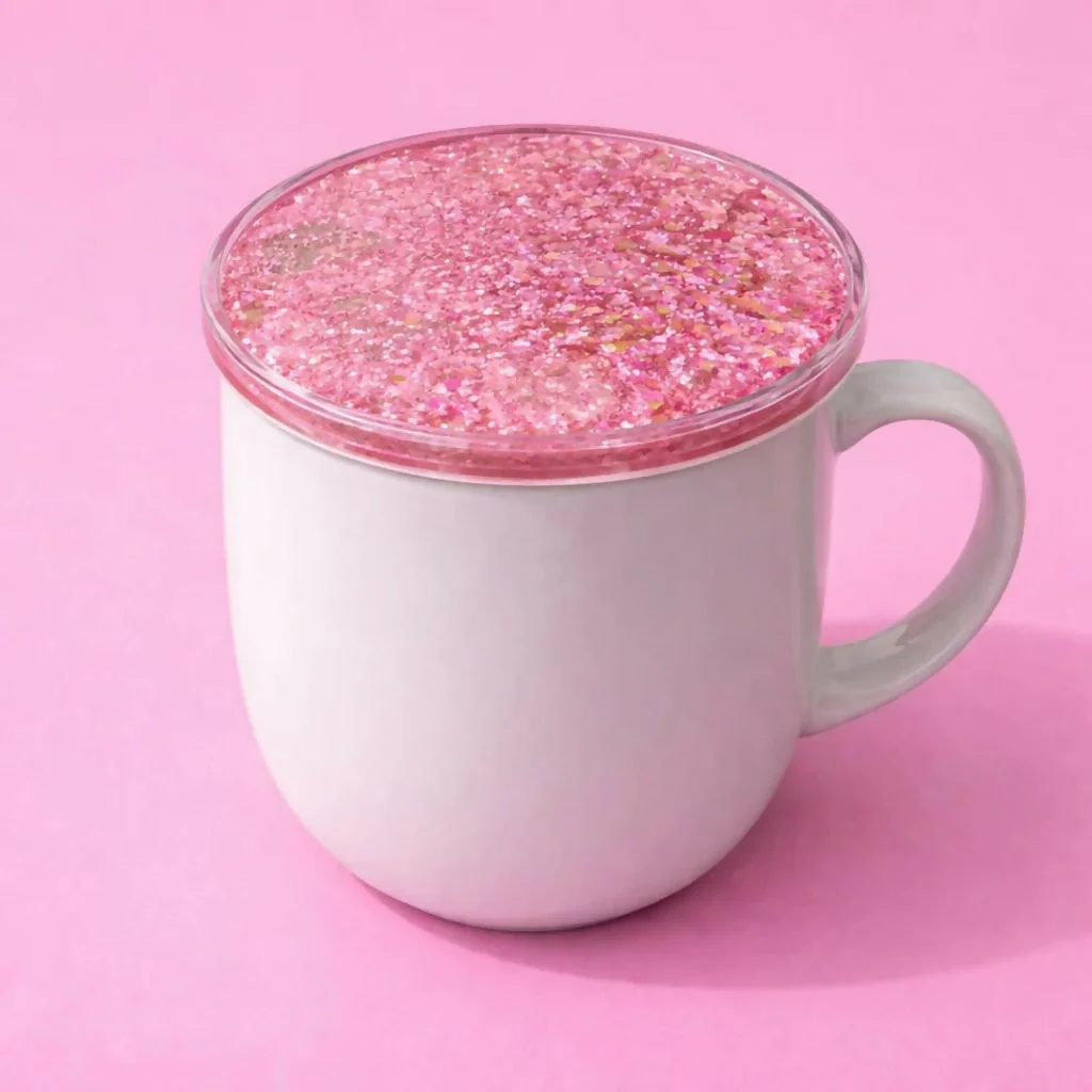 Pink Glitter Resin Cup Lid and Coaster Set for Mug Cover - Image 3