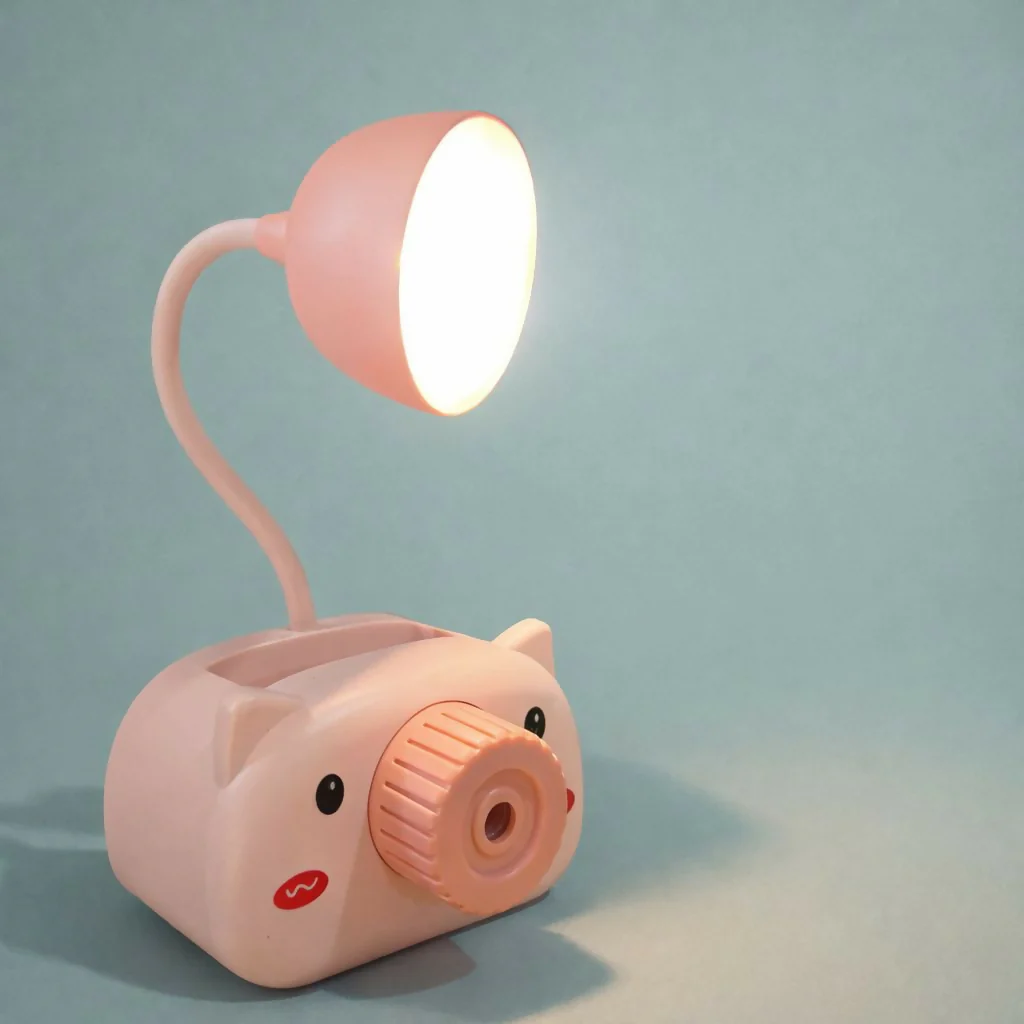 Pink Kids Desk Lamp with Pencil Sharpener and Pen Holder Study Table Light - Image 3