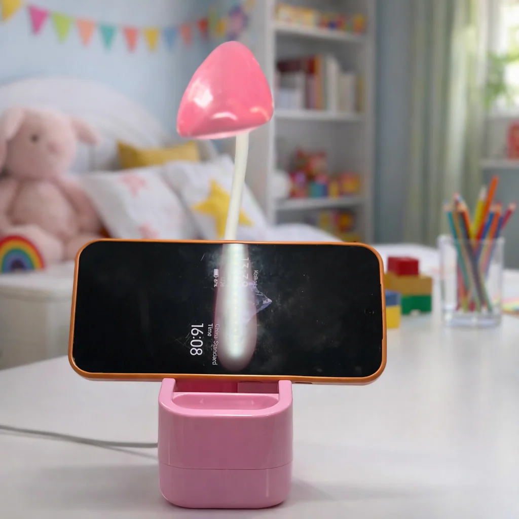 Pink LED Desk Lamp with Pen Holder and Phone holder for Study Table and Kids Room Decor - Image 2