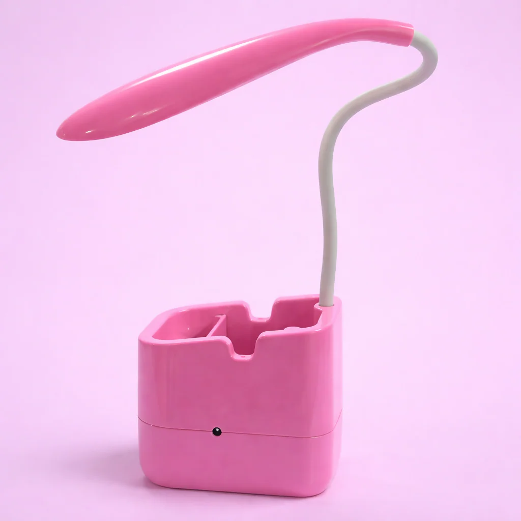 Pink LED Desk Lamp with Pen Holder and Phone holder for Study Table and Kids Room Decor - Image 3