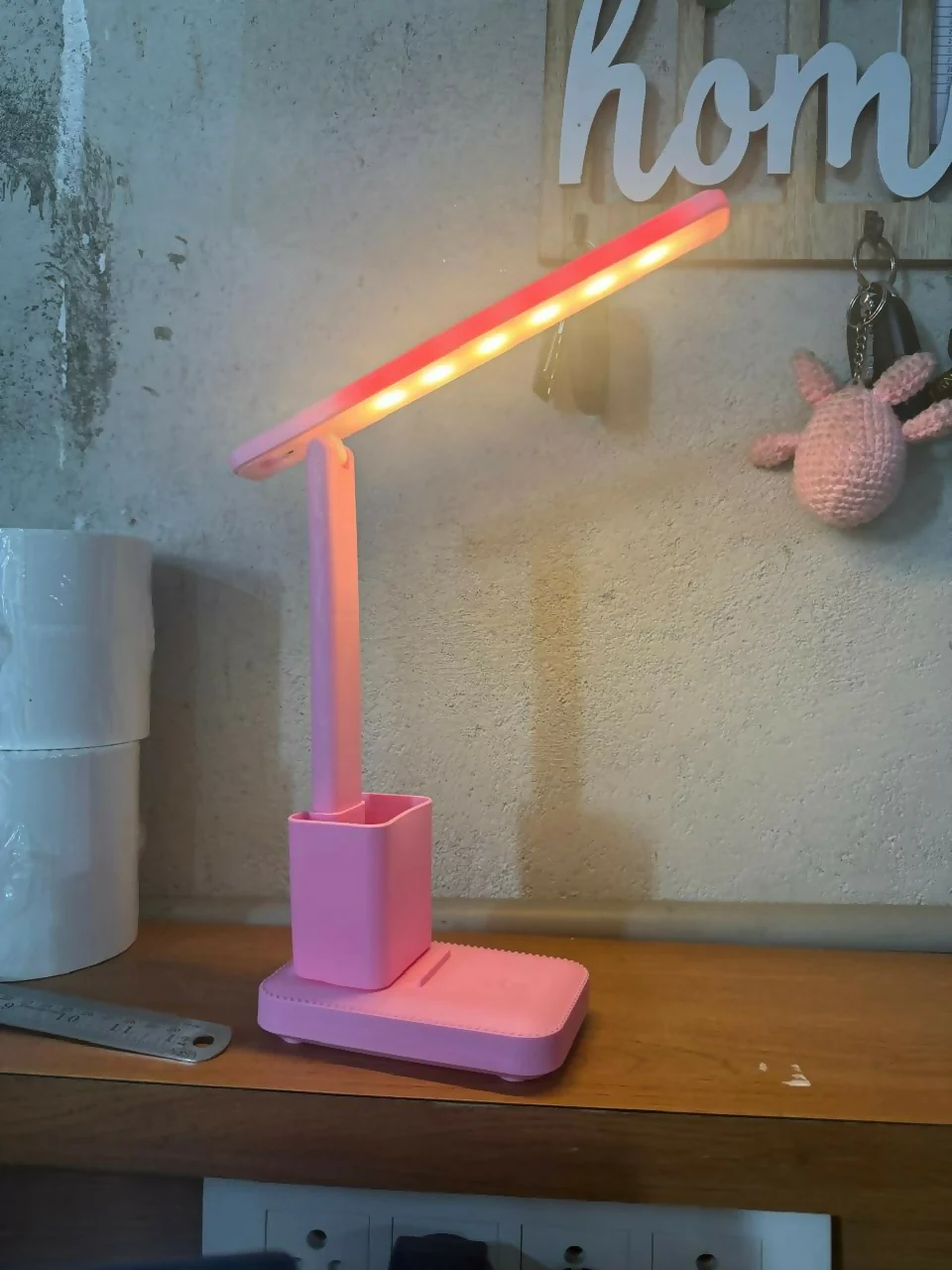 Pink LED Study Table Lamp with Pen Holder, Touch Control, 3 Light Modes - Image 5