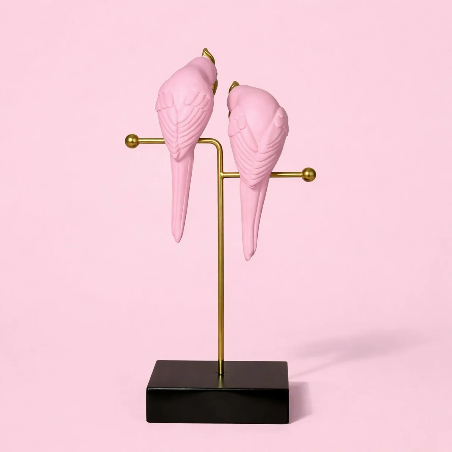 Pink Love Birds Decorative poly-resin Showpiece with Gold Stand for Home Décor - Image 4