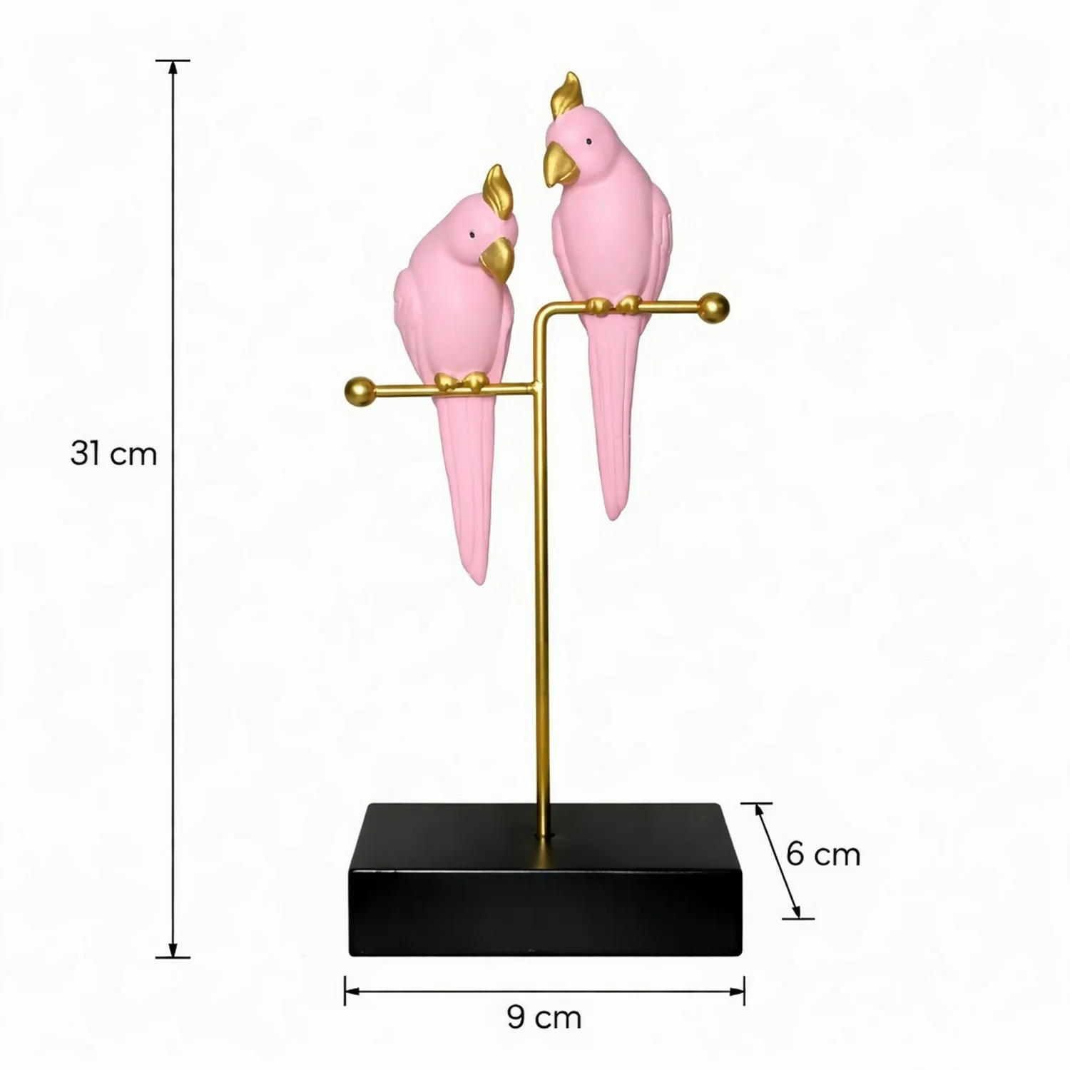 Pink Love Birds Decorative poly-resin Showpiece with Gold Stand for Home Décor - Image 5