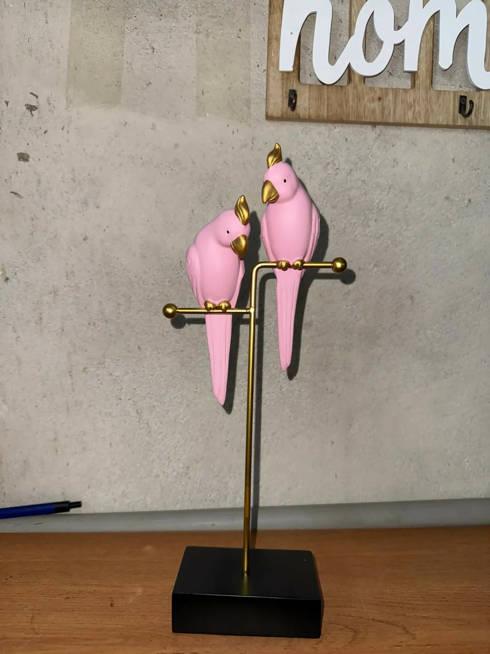 Pink Love Birds Decorative poly-resin Showpiece with Gold Stand for Home Décor - Image 6