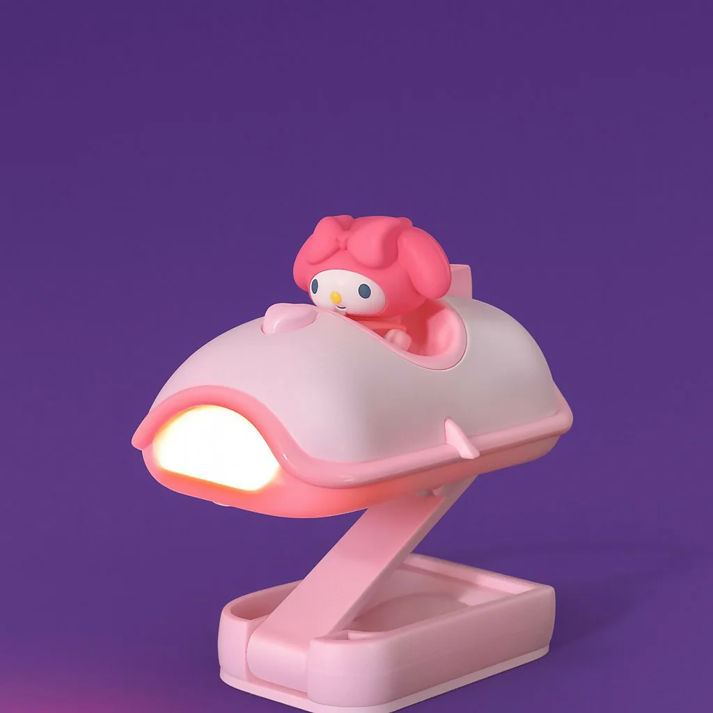 Pink Mini Folding LED Night Light with Clamp Base for Kids - Image 2