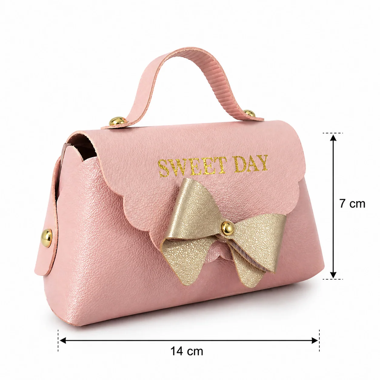 Pink Mini Handbag with Bow Design Small Carry Purse for Kids - Image 5