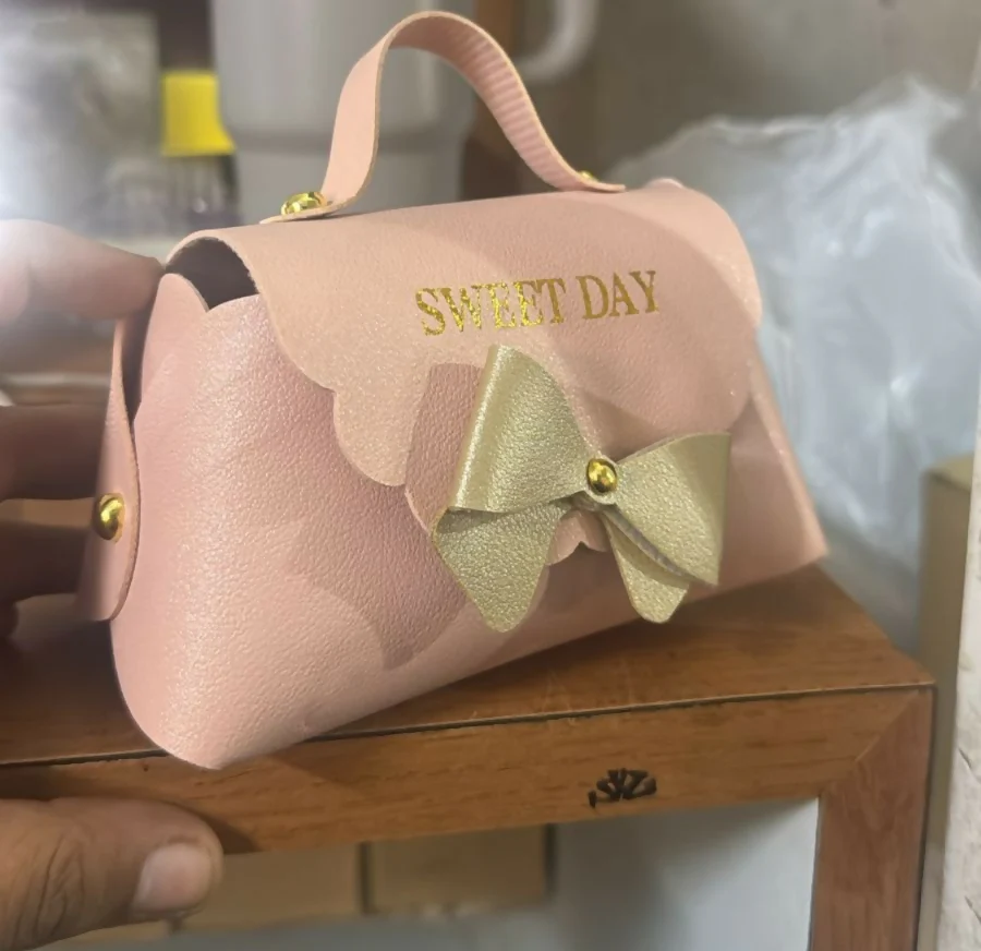 Pink Mini Handbag with Bow Design Small Carry Purse for Kids - Image 6
