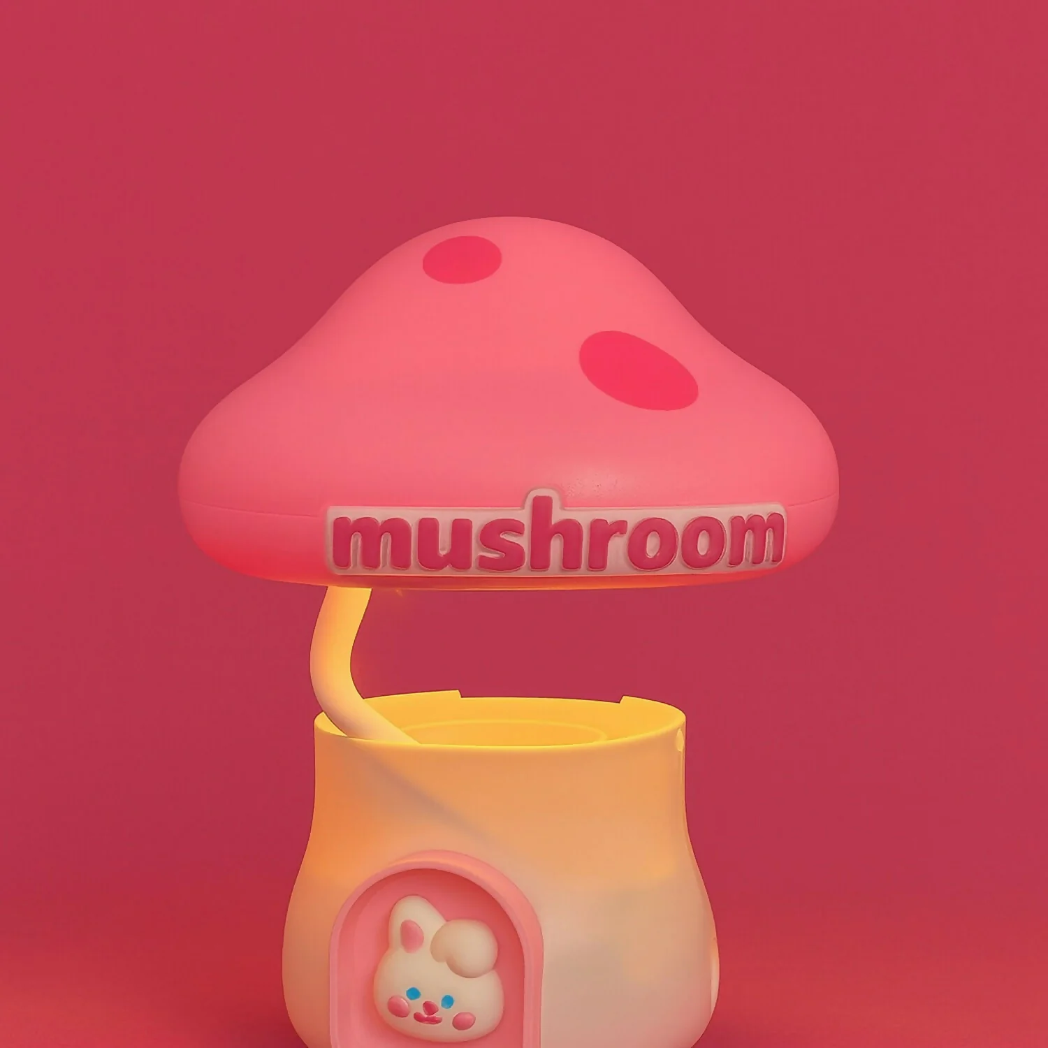 Pink Mushroom Study Table Lamp with Pencil Sharpener & USB Charging - Image 2