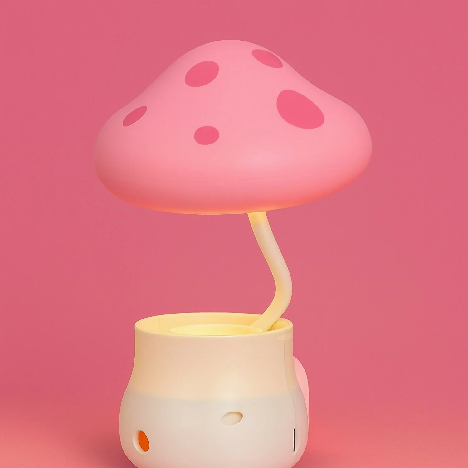 Pink Mushroom Study Table Lamp with Pencil Sharpener & USB Charging - Image 4