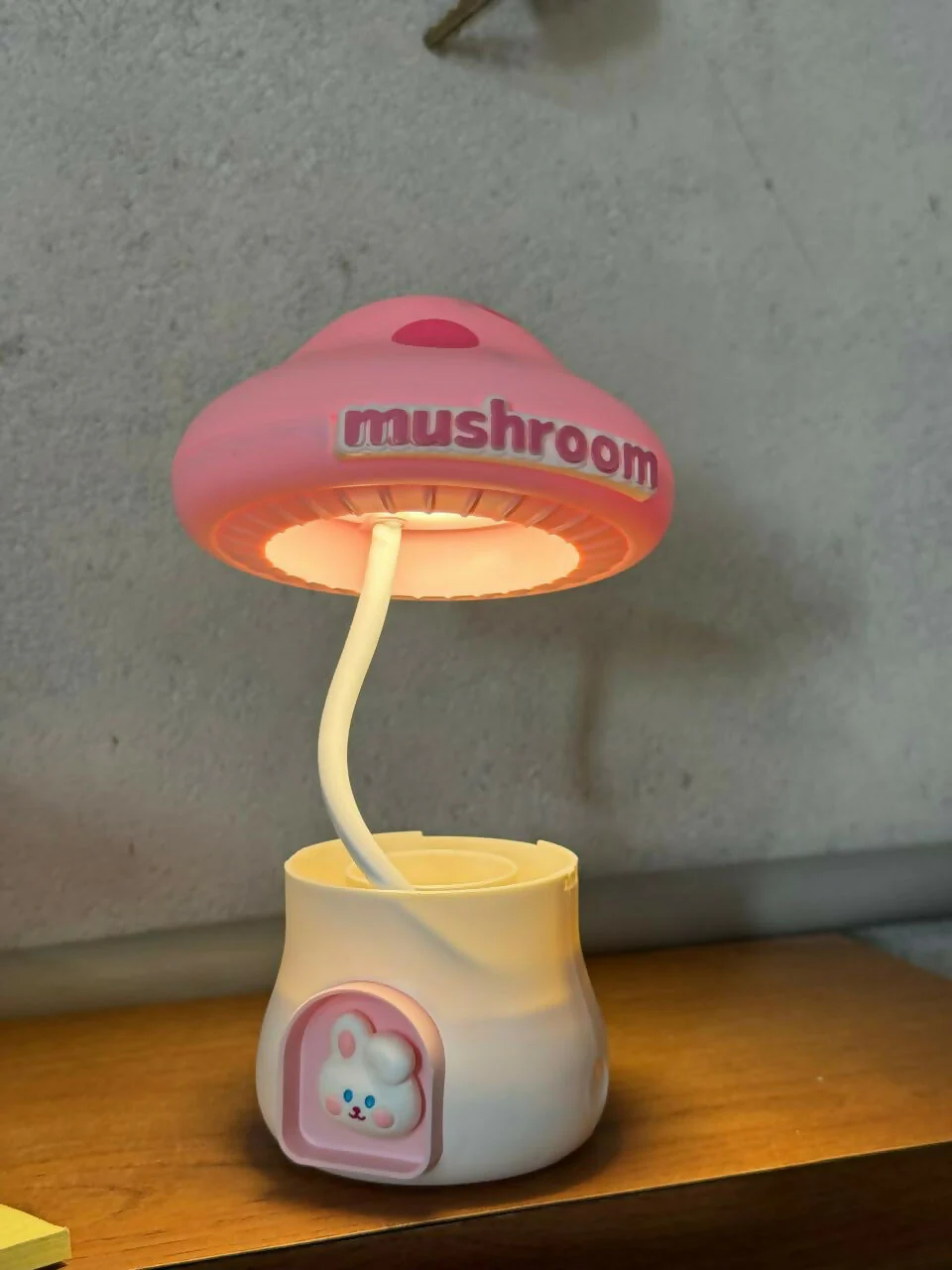 Pink Mushroom Study Table Lamp with Pencil Sharpener & USB Charging - Image 7