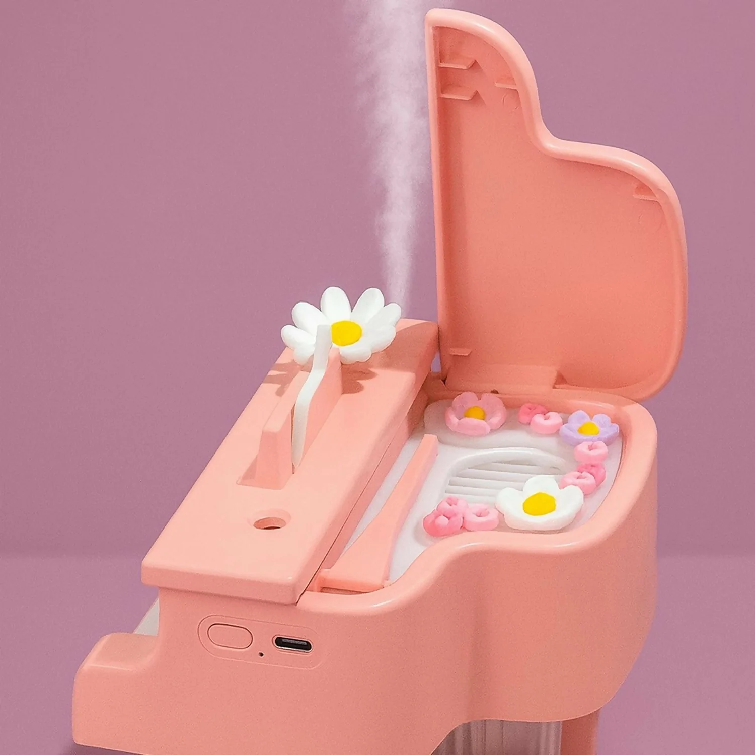 Pink Piano USB Mini Humidifier with Night Light for Bedroom & Kids Room - Image 3