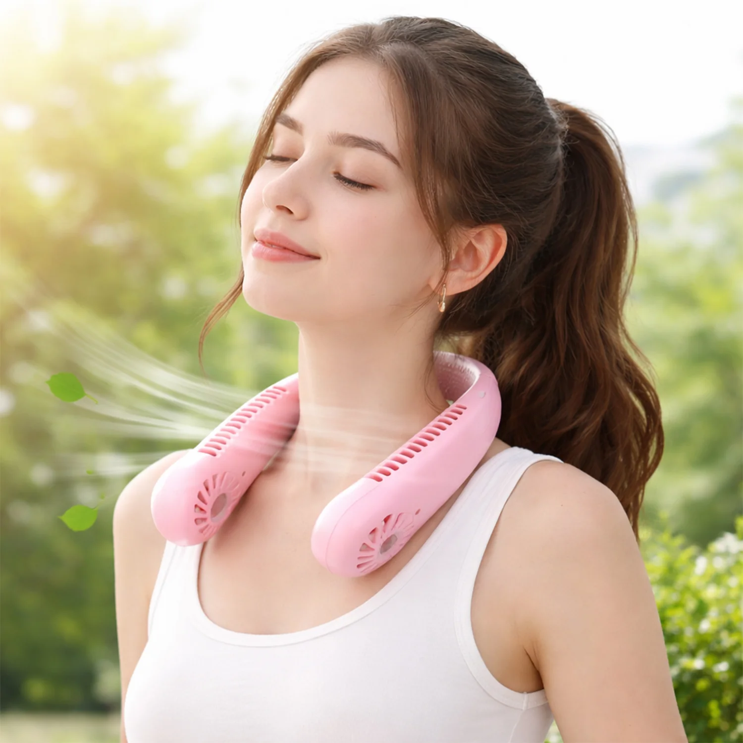 Portable Rechargeable Neck Fan (1 Pc, Pink Color) - Image 6