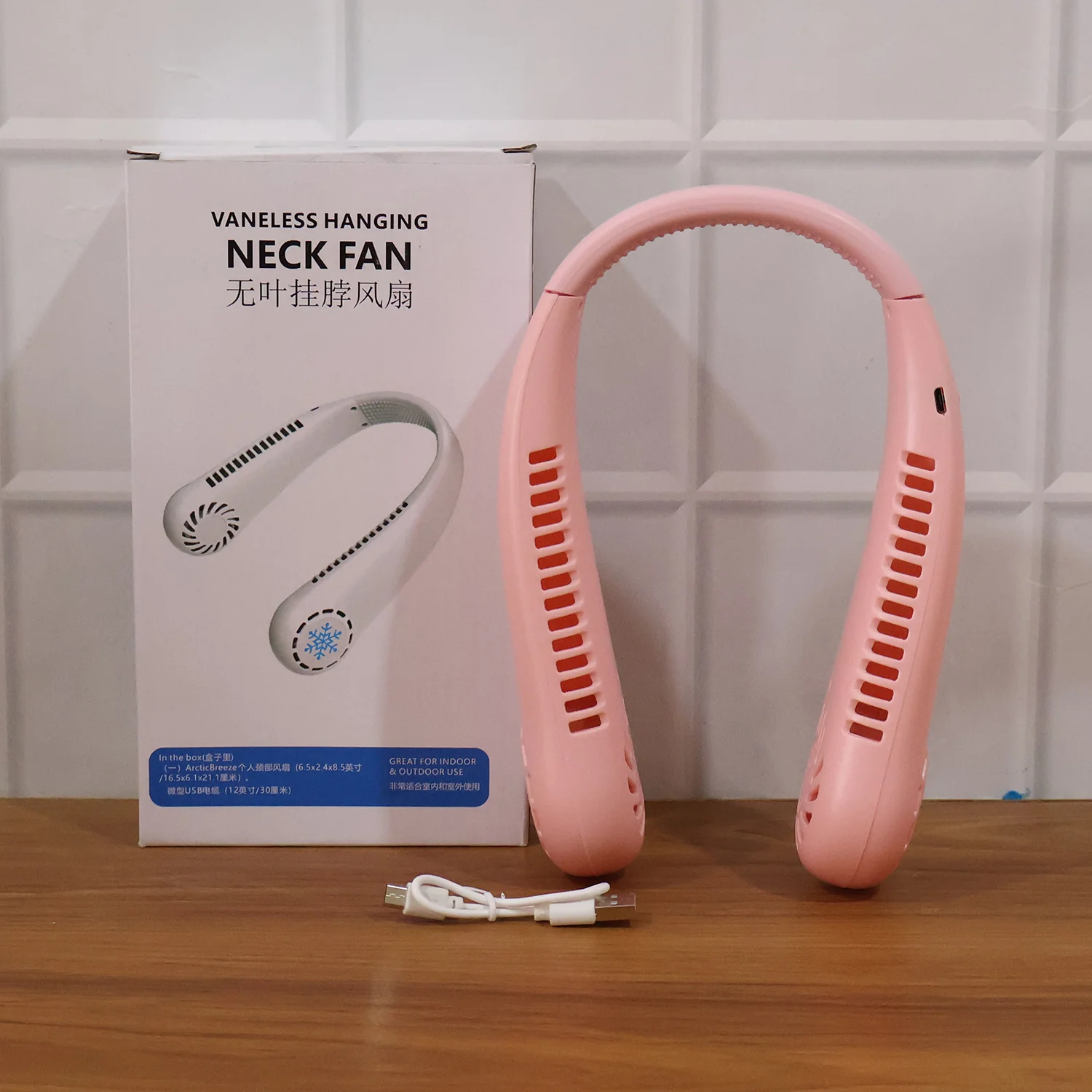 Portable Rechargeable Neck Fan (1 Pc, Pink Color) - Image 8