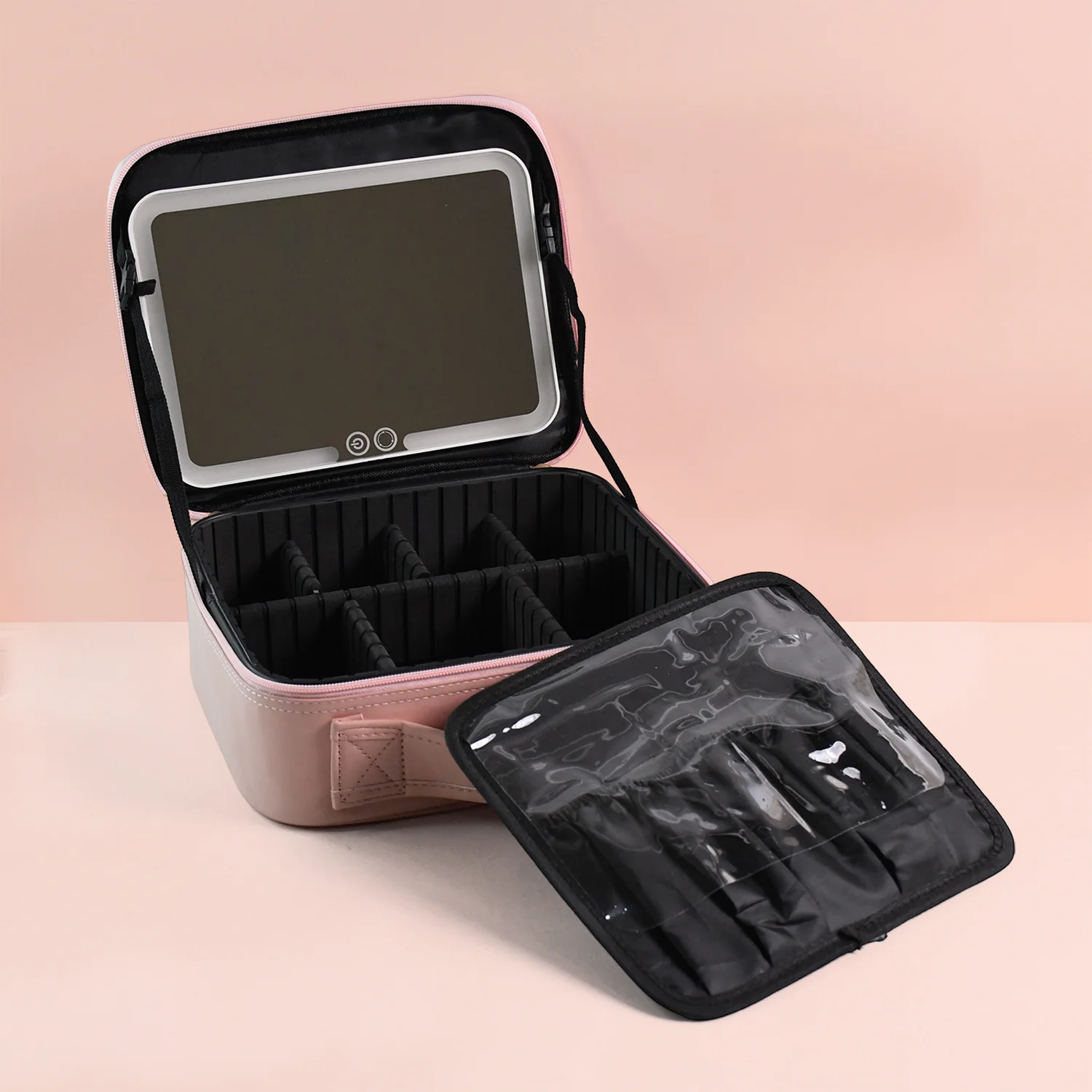 Pink Premium LED Light Makeup Organizer Box (1 Pc) - Image 6