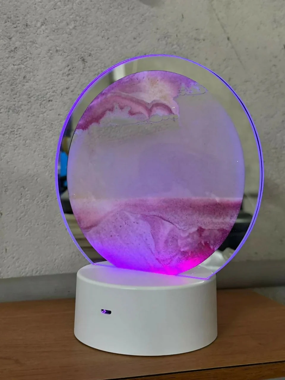 Pink Sand Modern Circular LED Table Lamp with Artistic Acrylic Design - Image 5