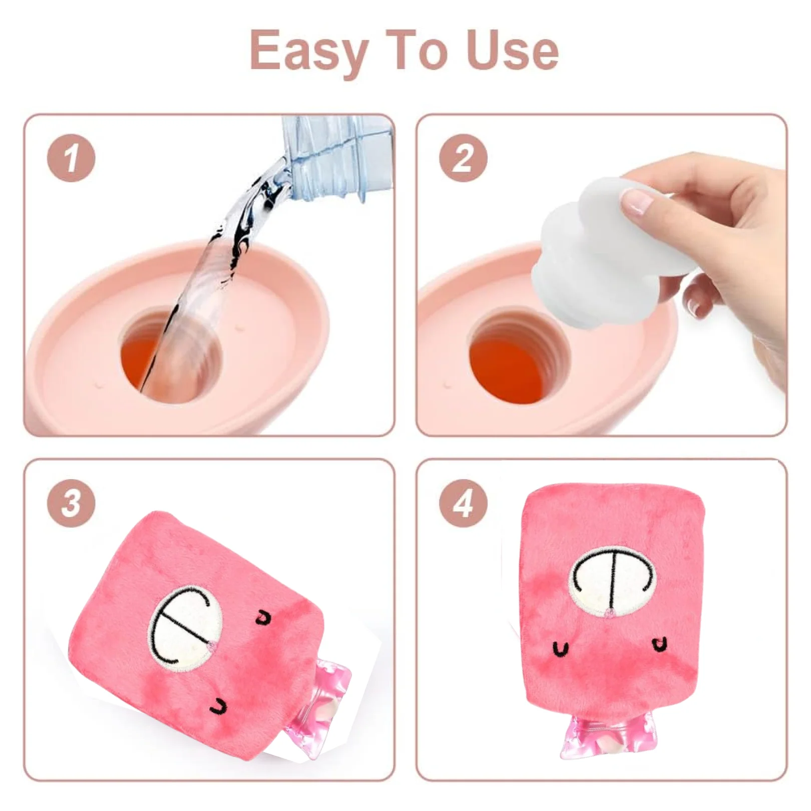 Pink Hot Water Bag with Cover Relief for Neck - Image 3