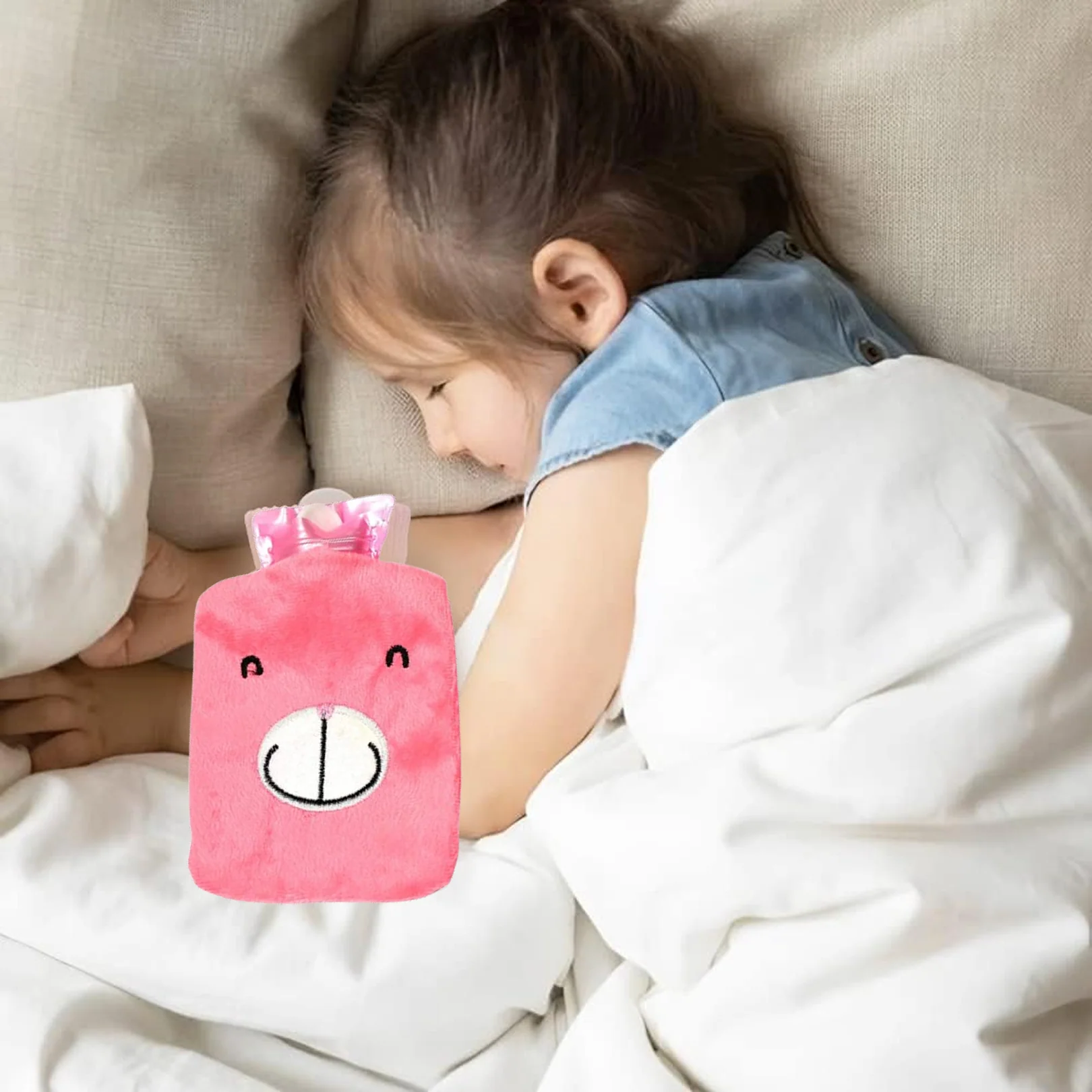 Pink Hot Water Bag with Cover Relief for Neck - Image 4