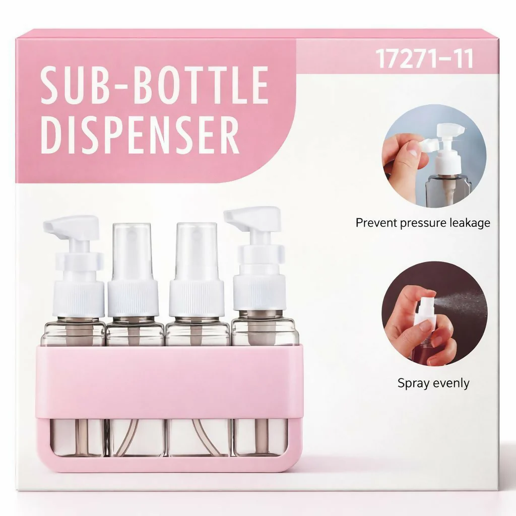 Pink Travel Refillable Bottle Set with Pump and Spray Dispensers - Image 5